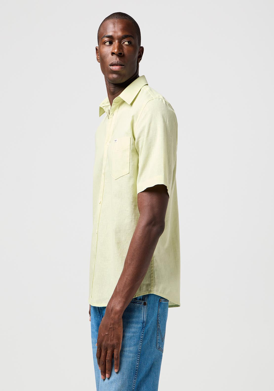 Wrangler Short Sleeve One Pocket Shirt - Seafoam Green 3 Shaws Department Stores