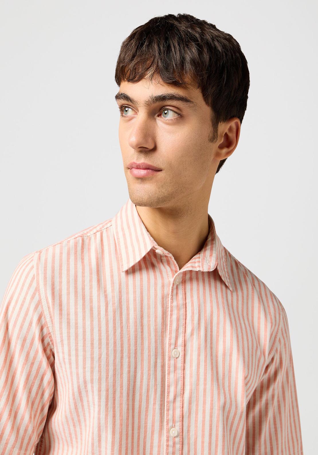 Wrangler Short Sleeve Stripe Shirt - Flamingo 4 Shaws Department Stores