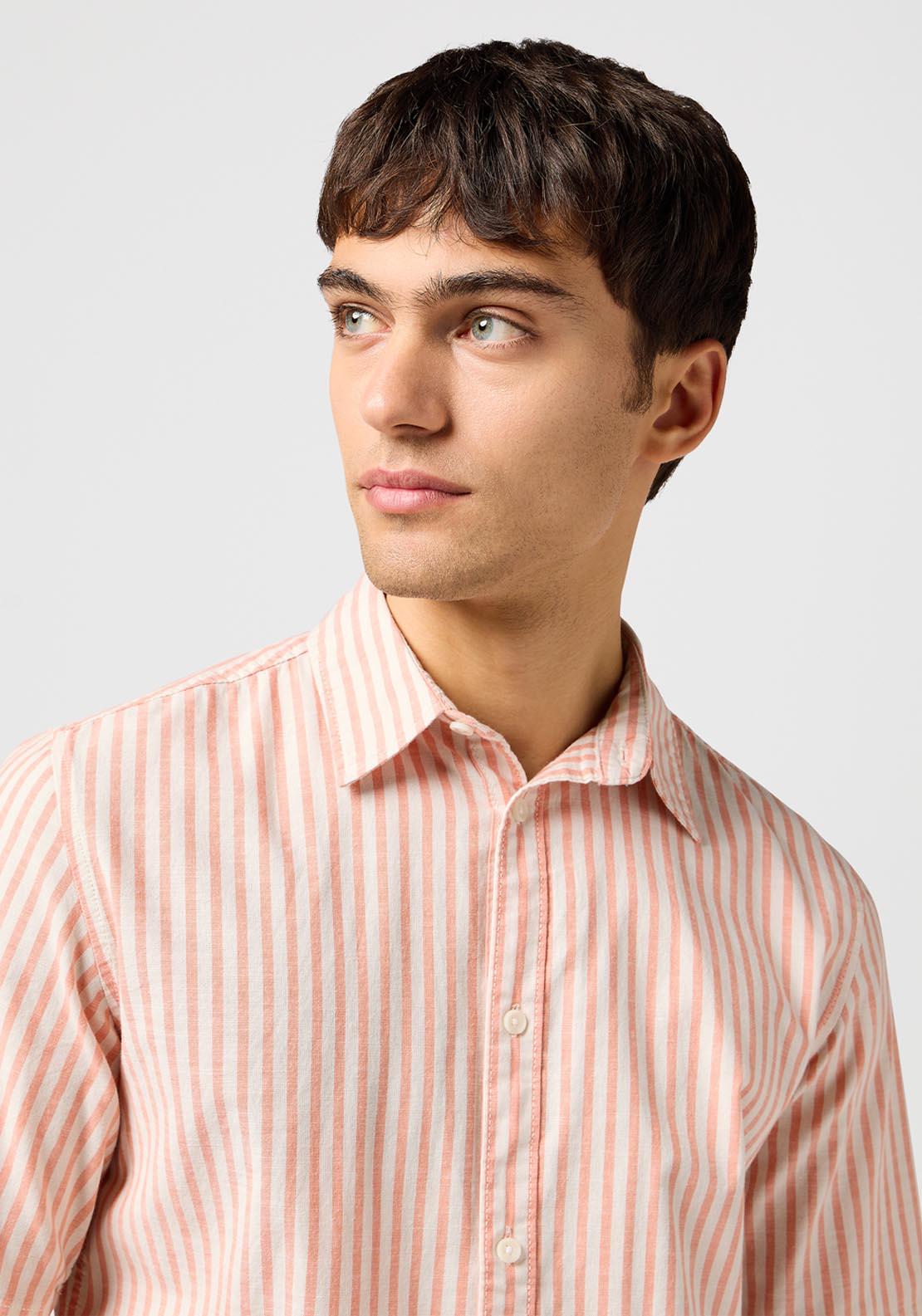Wrangler Short Sleeve Stripe Shirt - Flamingo 3 Shaws Department Stores
