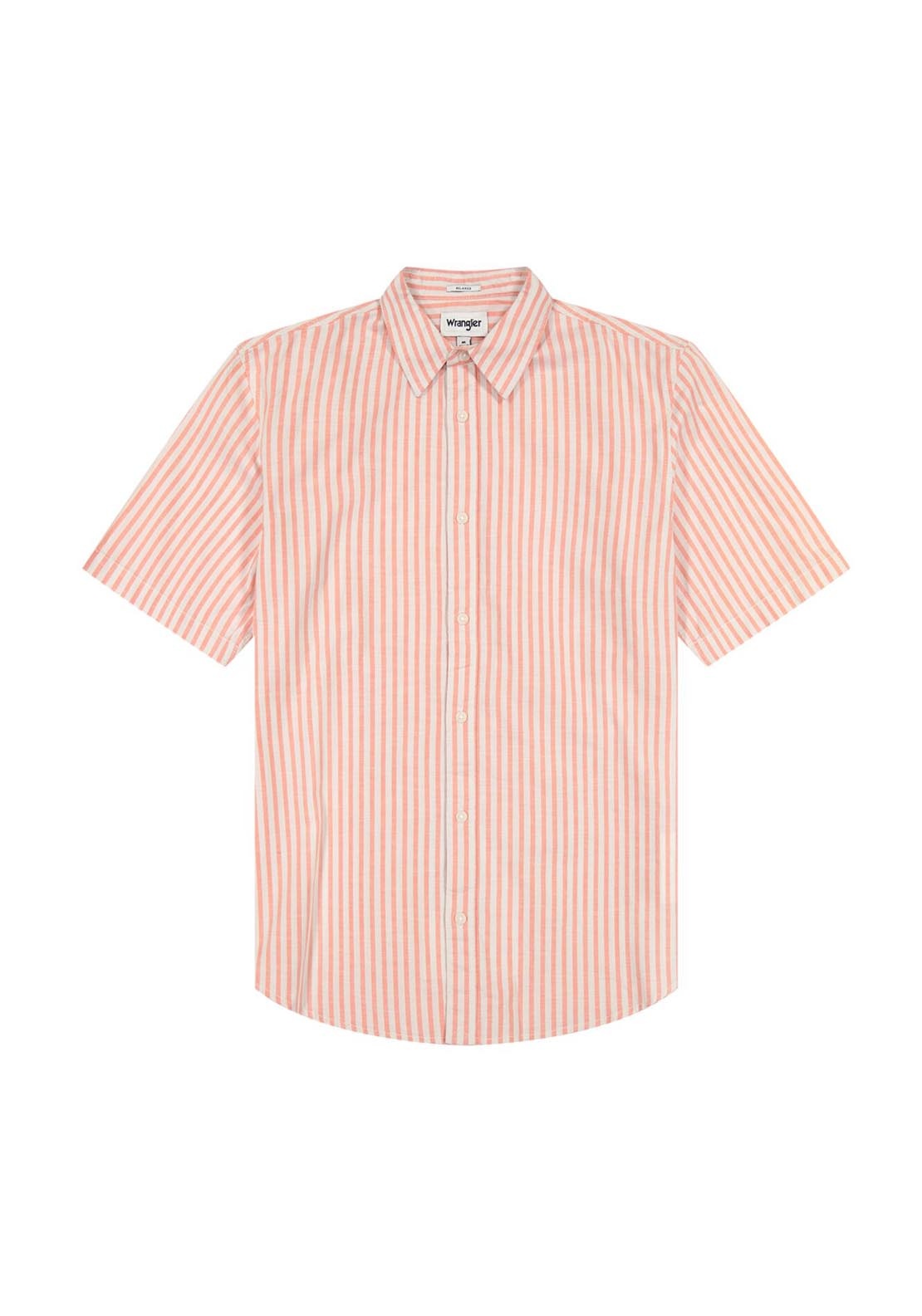 Wrangler Short Sleeve Stripe Shirt - Flamingo 6 Shaws Department Stores