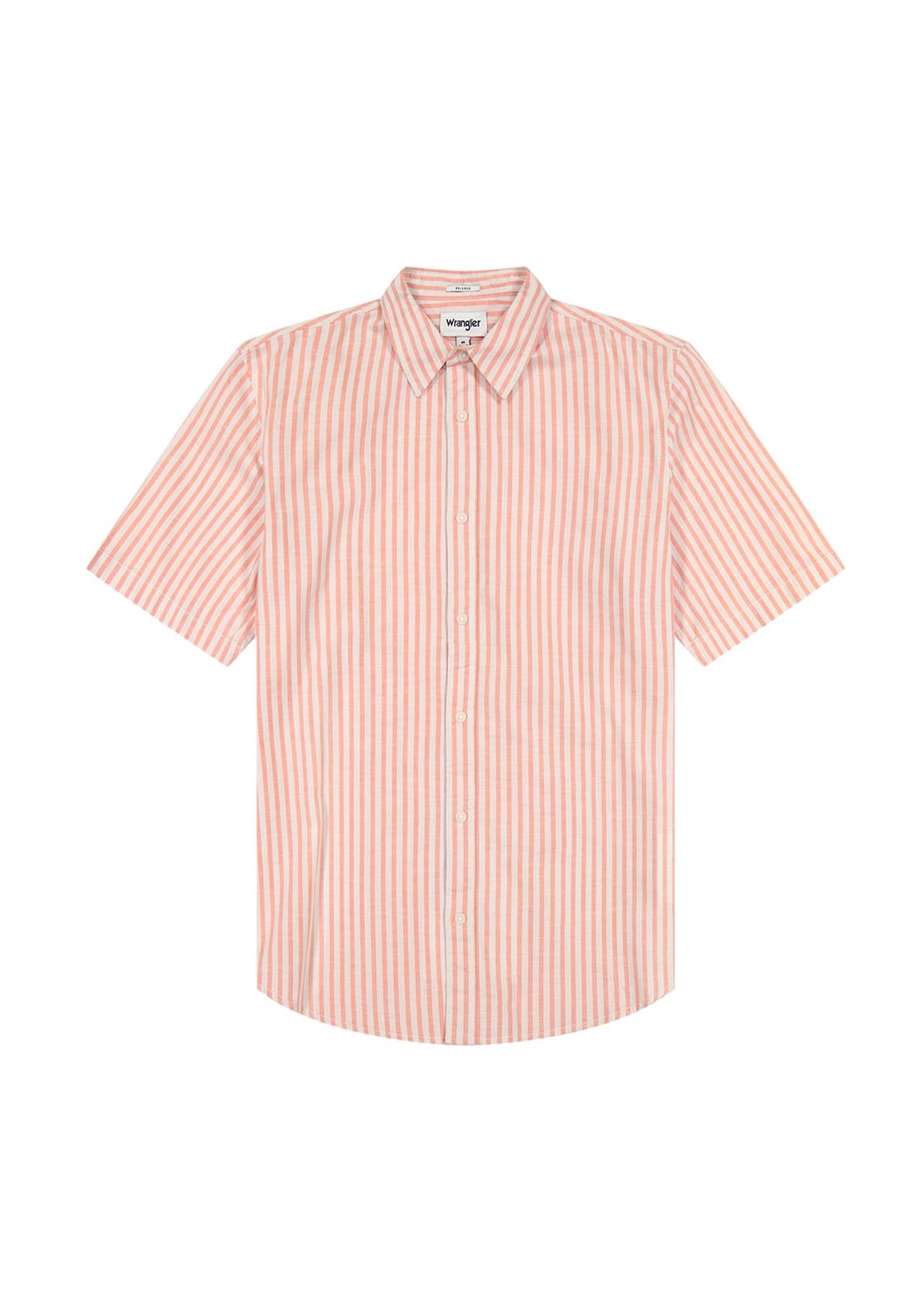 Wrangler Short Sleeve Stripe Shirt - Flamingo 6 Shaws Department Stores