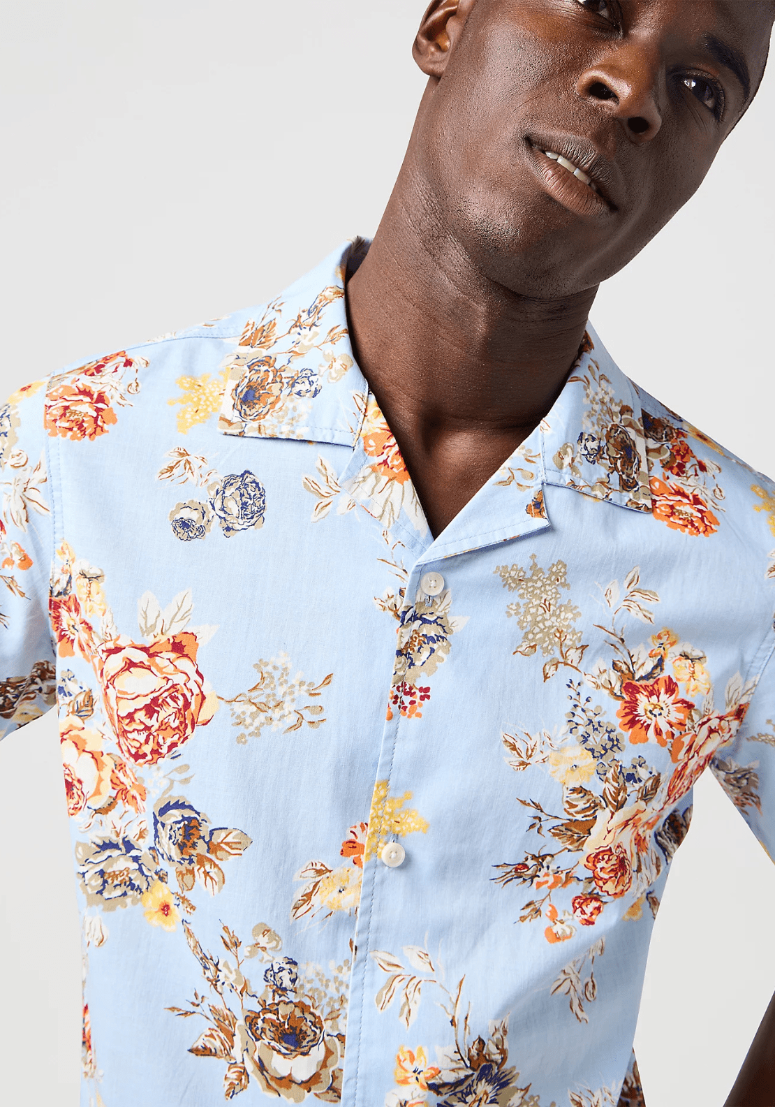 Wrangler Short Sleeve Resort Shirt - Blue Floral 4 Shaws Department Stores