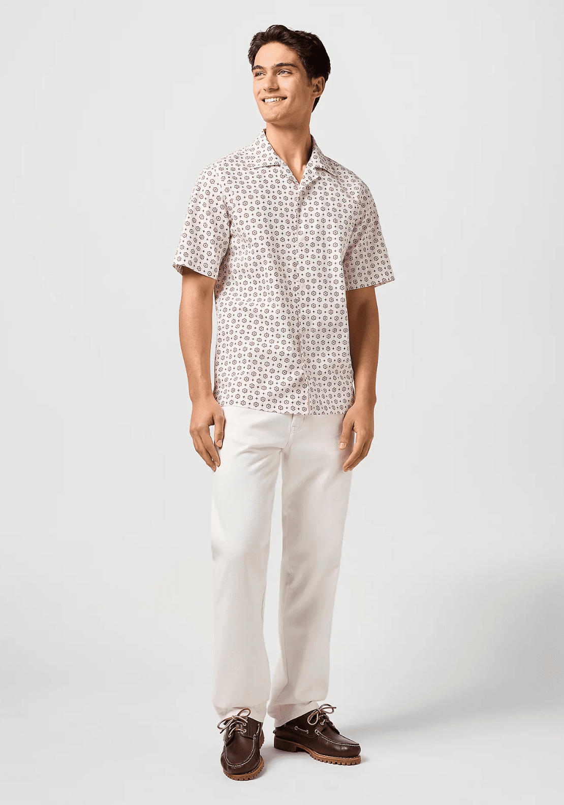 Wrangler Short Sleeve Resort Shirt - White Geo 5 Shaws Department Stores