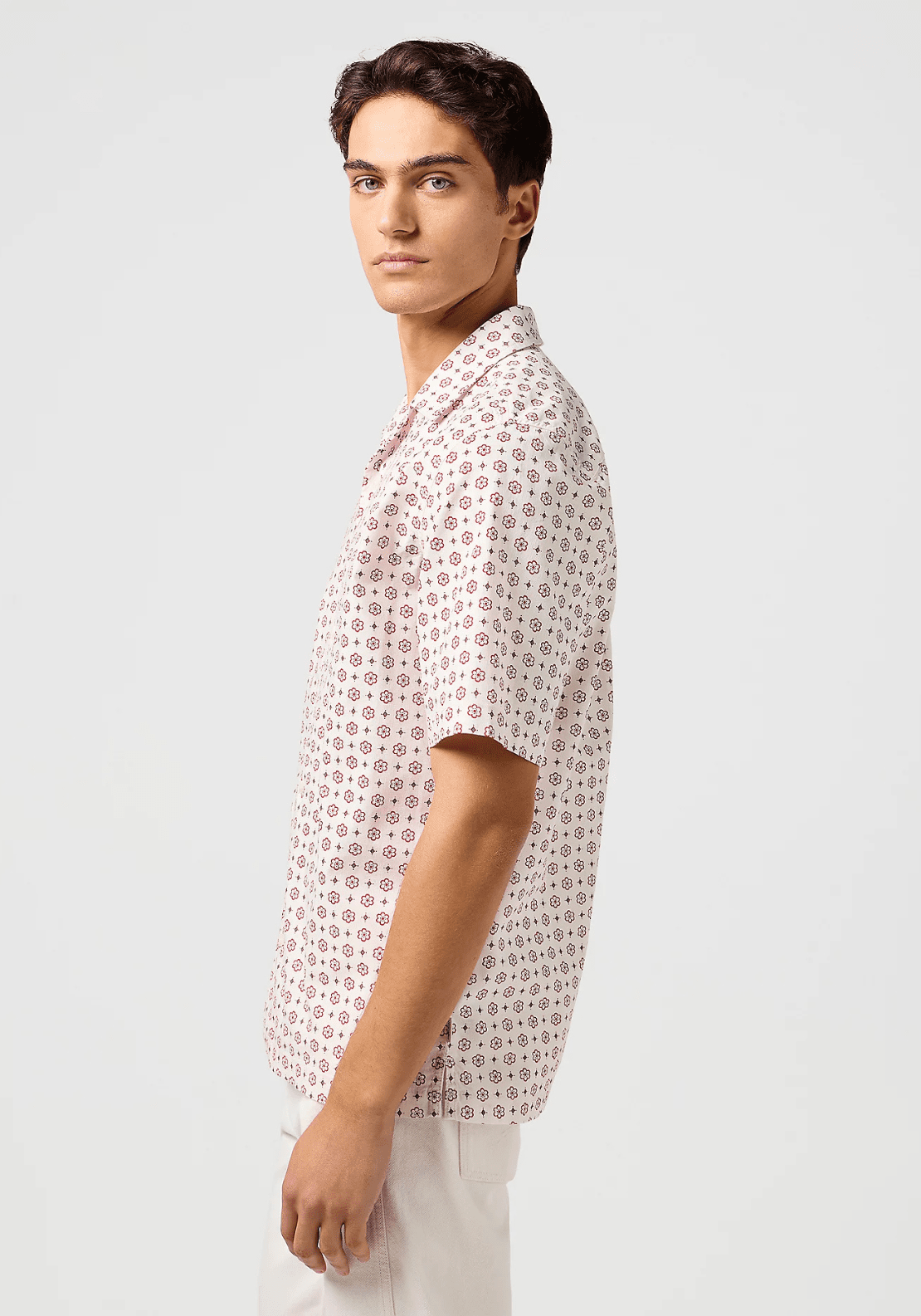 Wrangler Short Sleeve Resort Shirt - White Geo 3 Shaws Department Stores