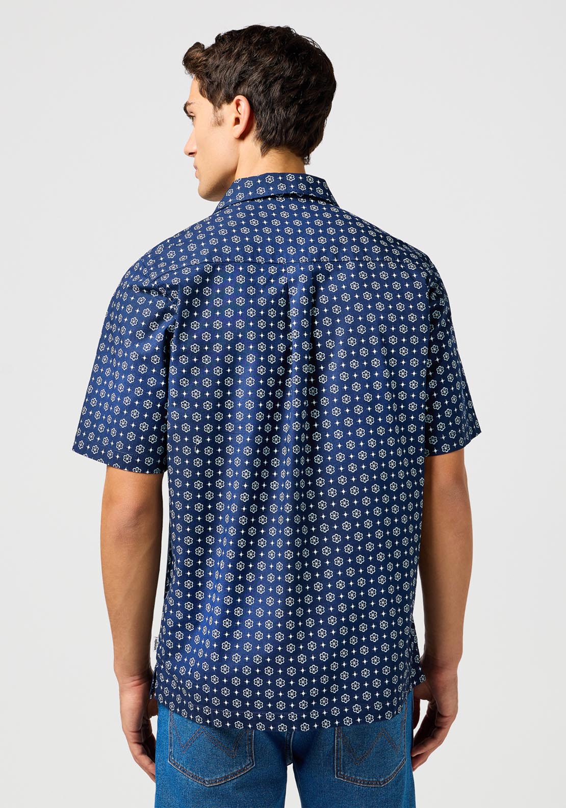 Wrangler Short Sleeve Print Shirt - Blue Geo 2 Shaws Department Stores