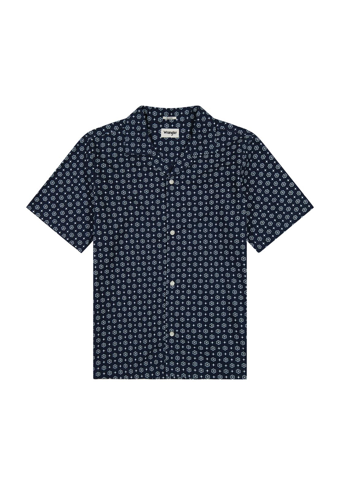 Wrangler Short Sleeve Print Shirt - Blue Geo 6 Shaws Department Stores