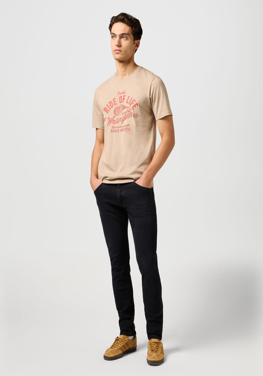 Wrangler Amaerican T Shirt - Timberwolf 5 Shaws Department Stores