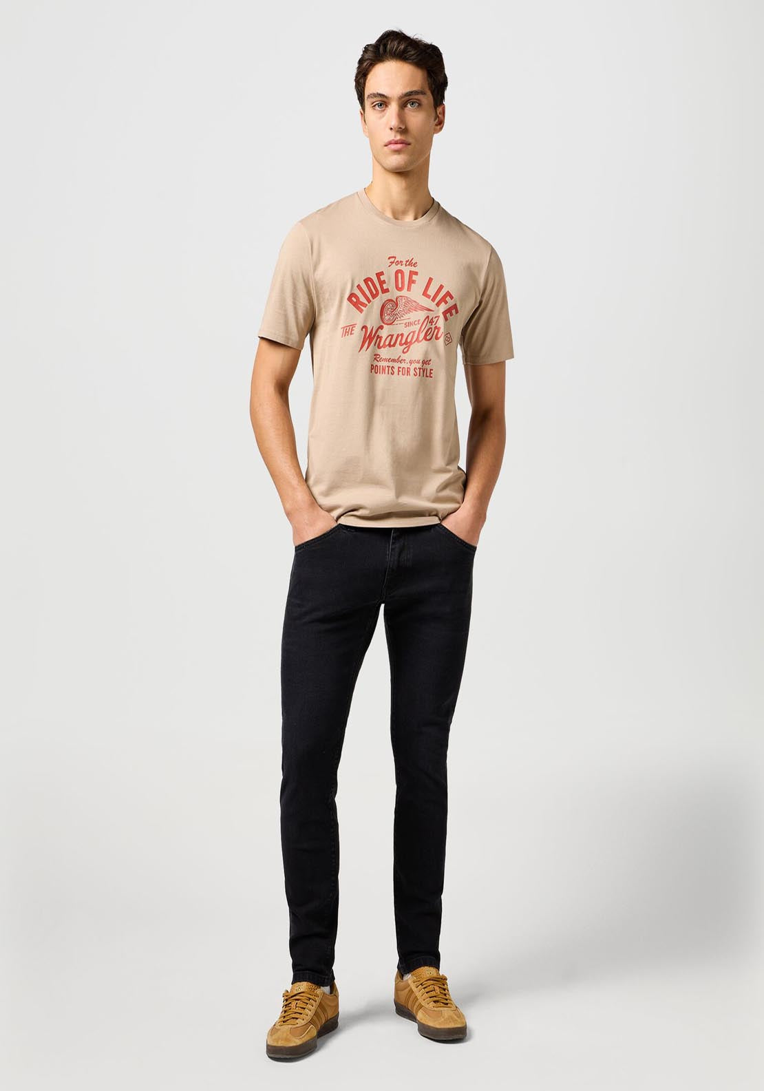 Wrangler Amaerican T Shirt - Timberwolf 6 Shaws Department Stores