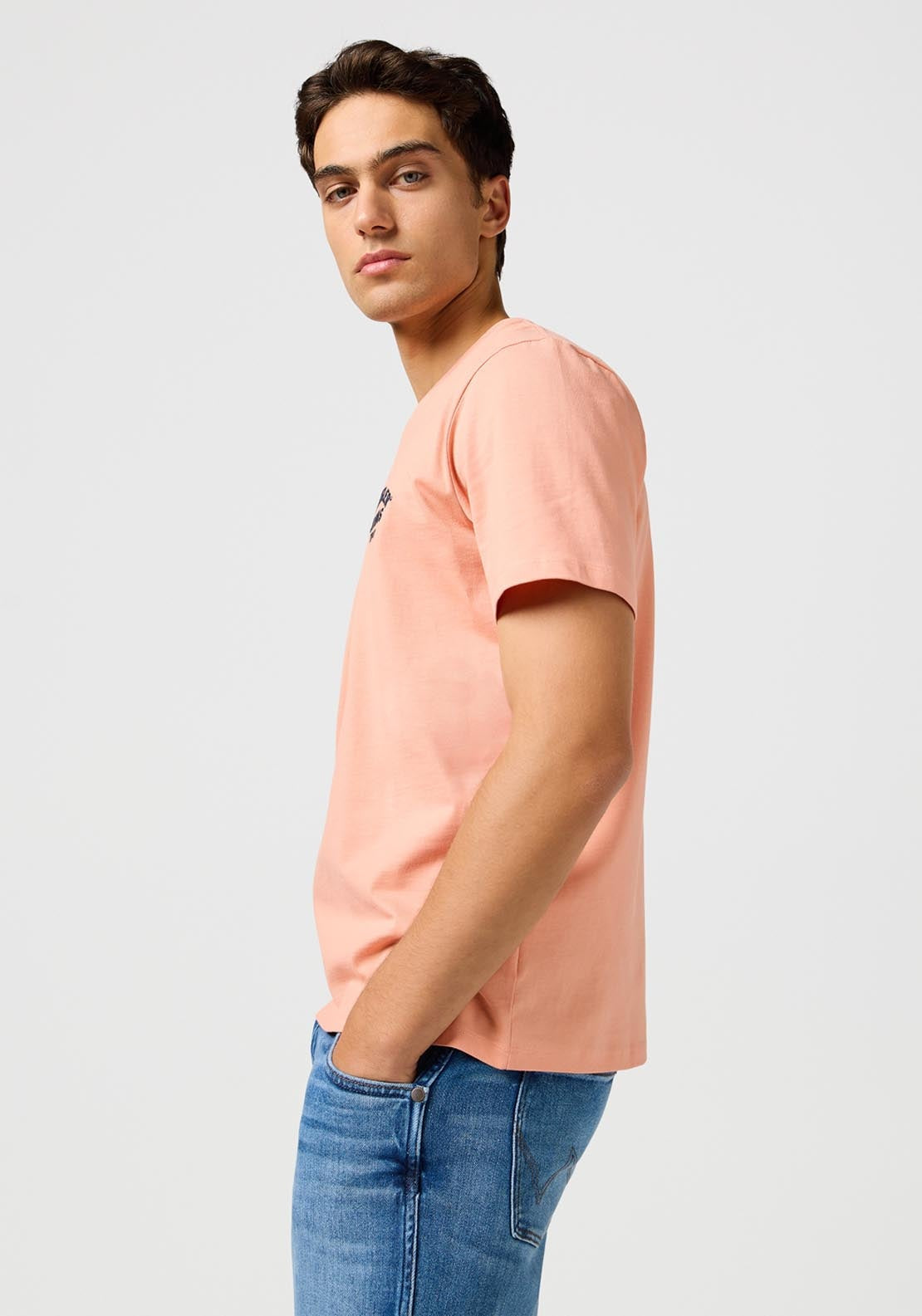 Wrangler Small Logo Tee - Shrimp 3 Shaws Department Stores