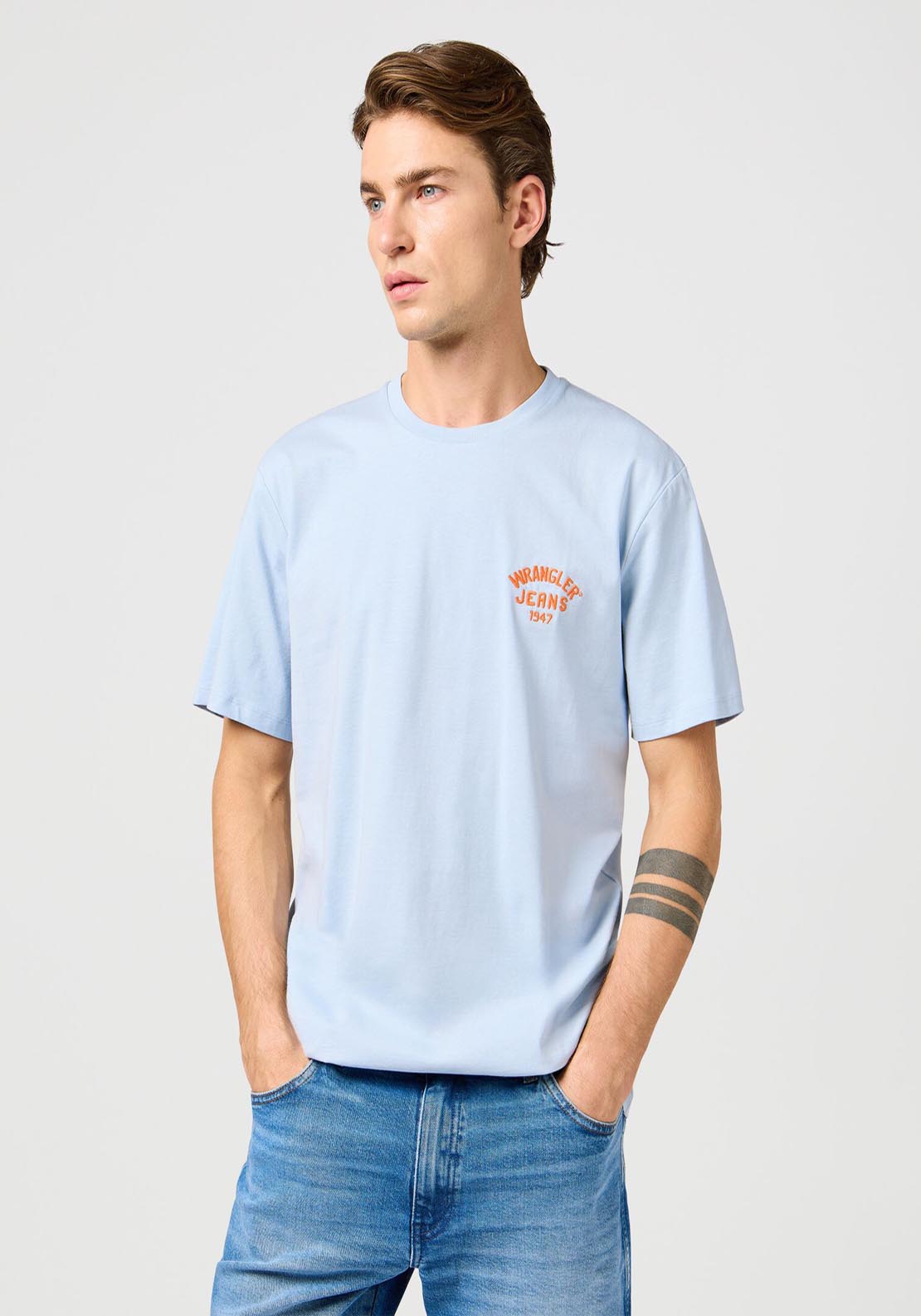 Wrangler Small Logo Tee - Nigaria Mist 1 Shaws Department Stores