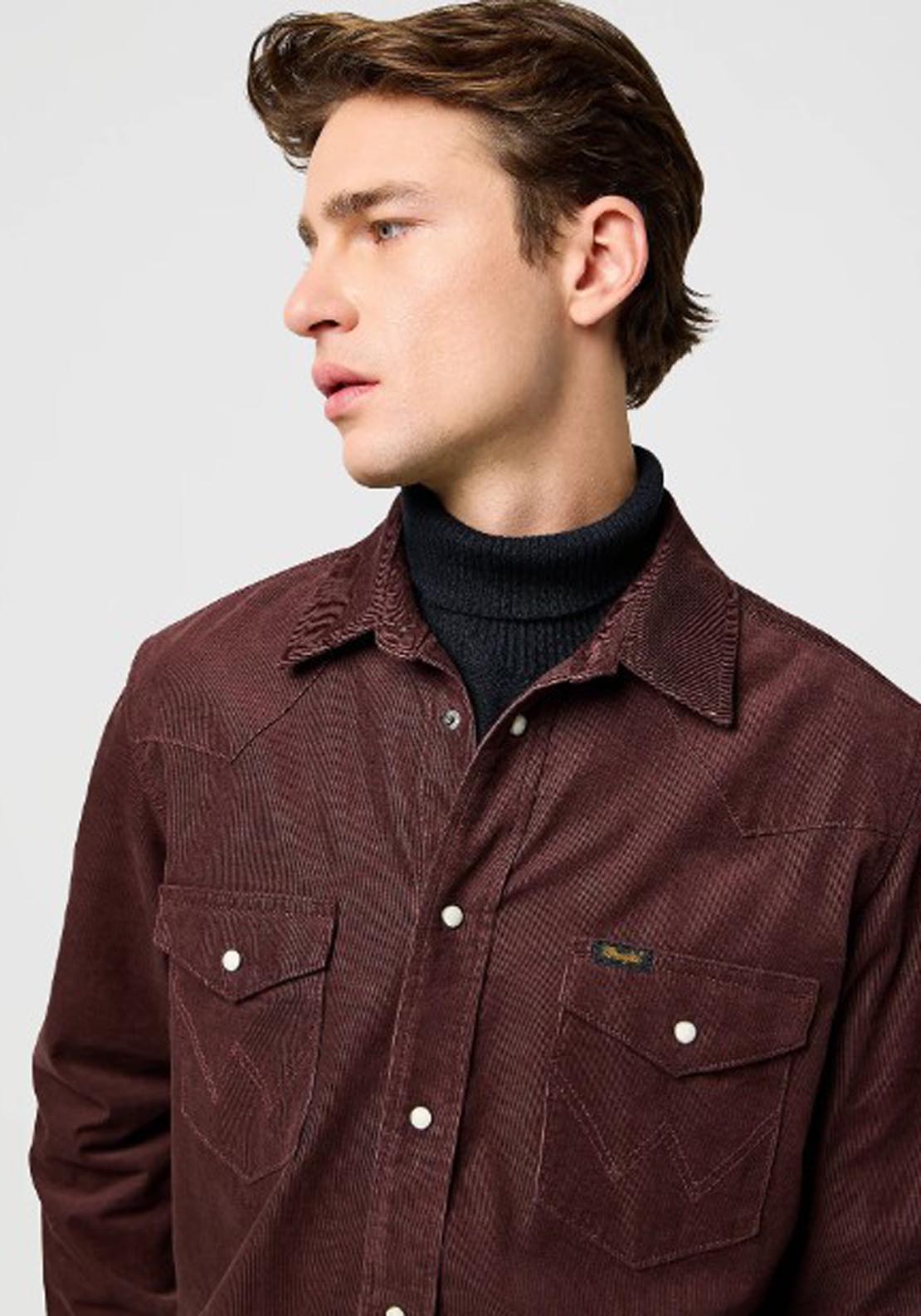 Western Corduroy Shirt - Mahogany