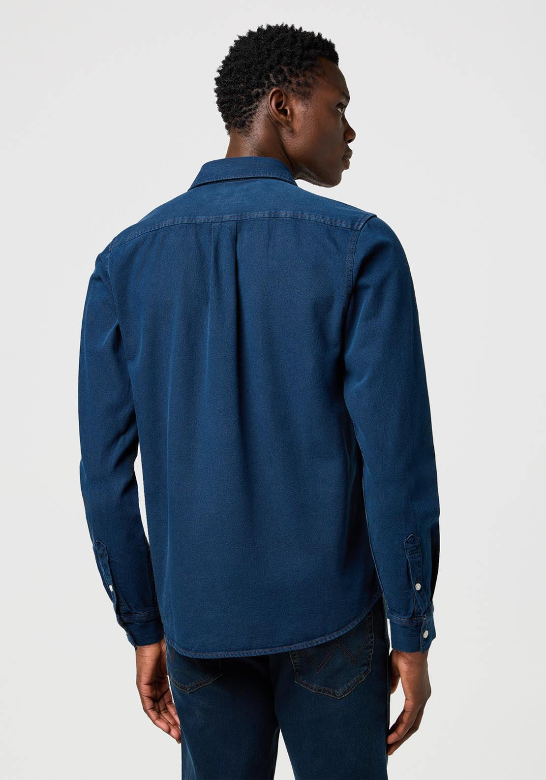 Wrangler Regular 1 Pocket Shirt - Blue Oxide 2 Shaws Department Stores