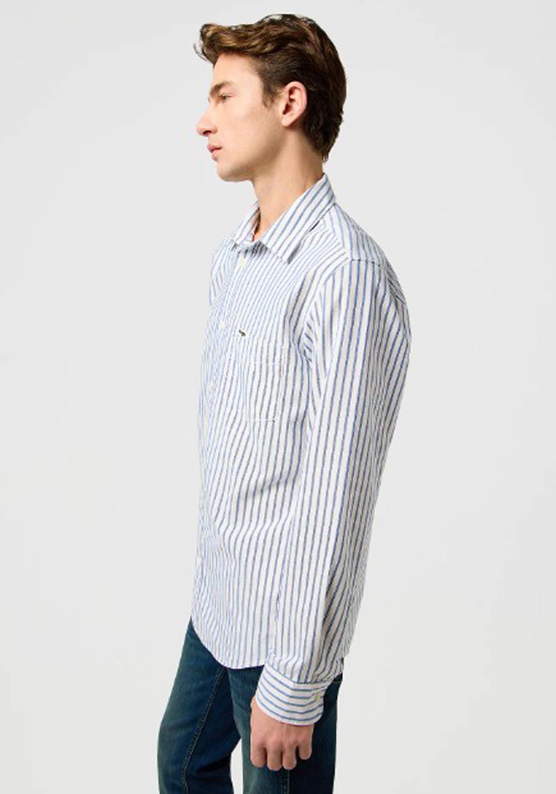 Long Sleeved Stripe Shirt - Blue Oxford