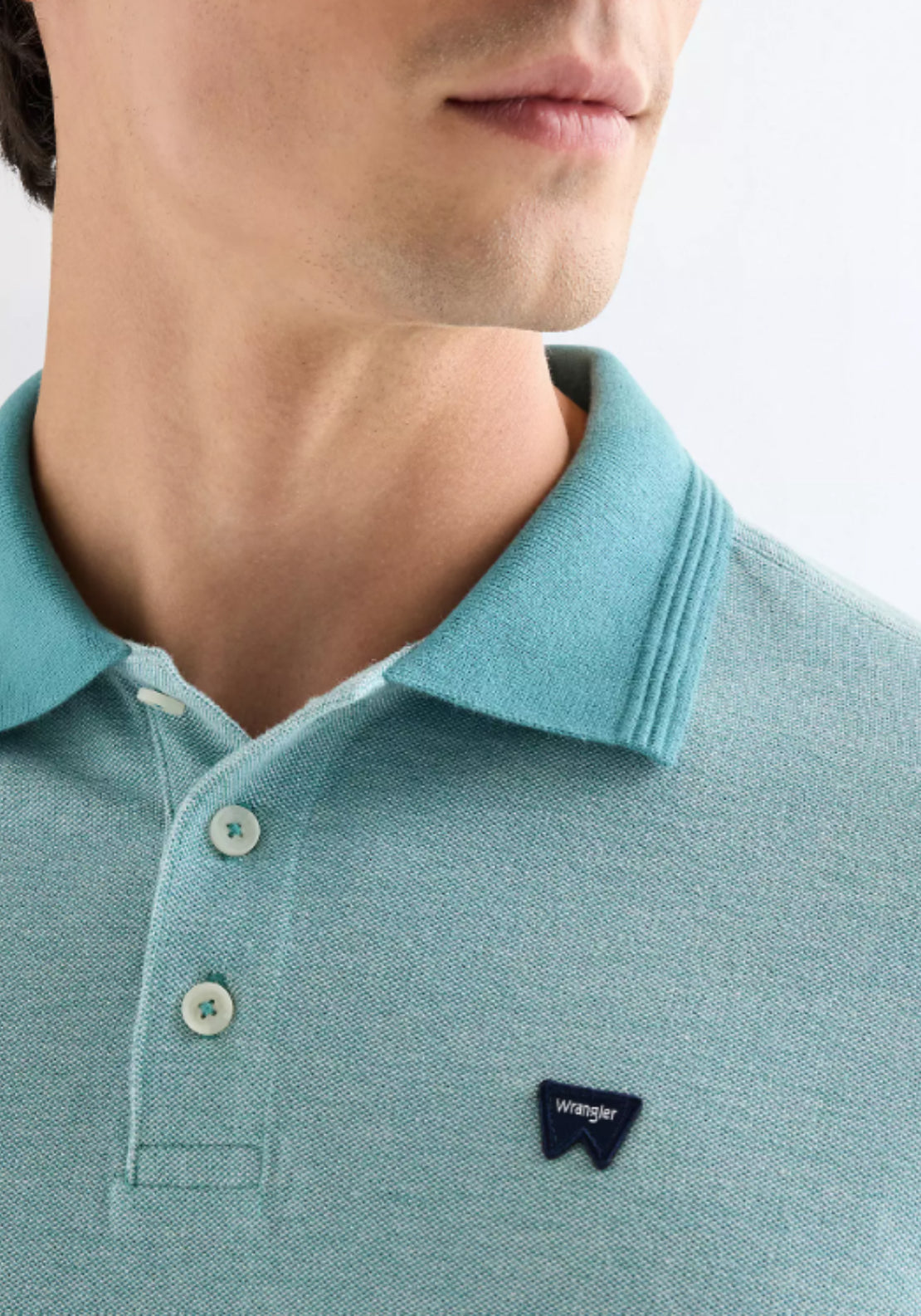 Wrangler 100% Cotton Regular Refined Polo Shirt - Britney Blue 4 Shaws Department Stores
