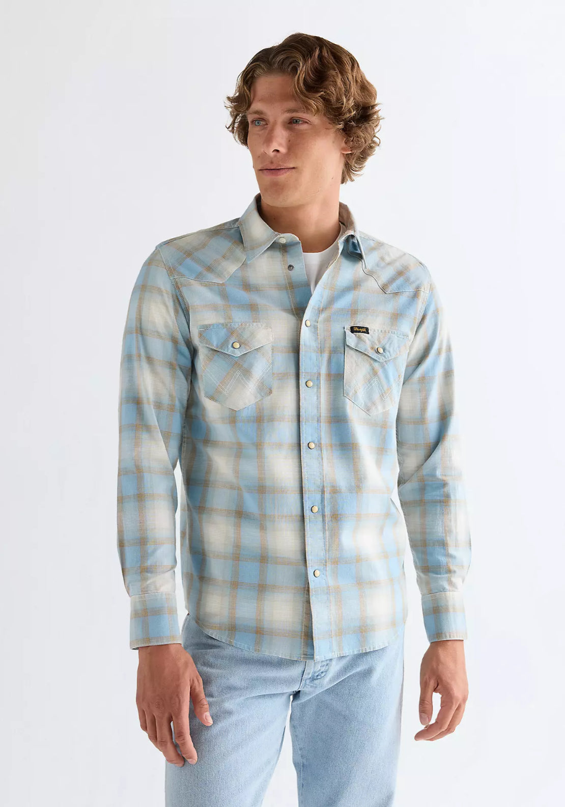 Regular Western Shirt - Blue Tan