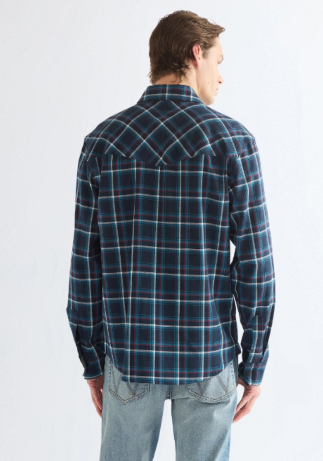 Wrangler Western Shirt Check - Dark Sapphire 3 Shaws Department Stores