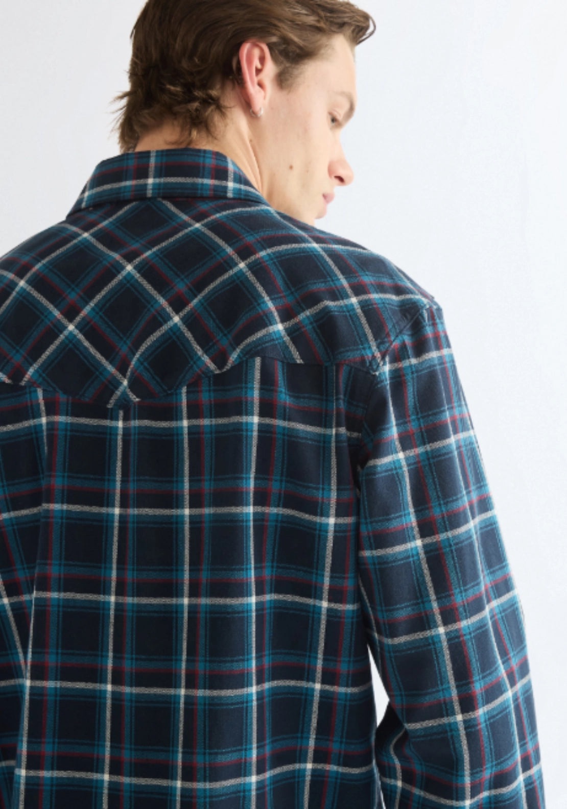 Wrangler Western Shirt Check - Dark Sapphire 2 Shaws Department Stores