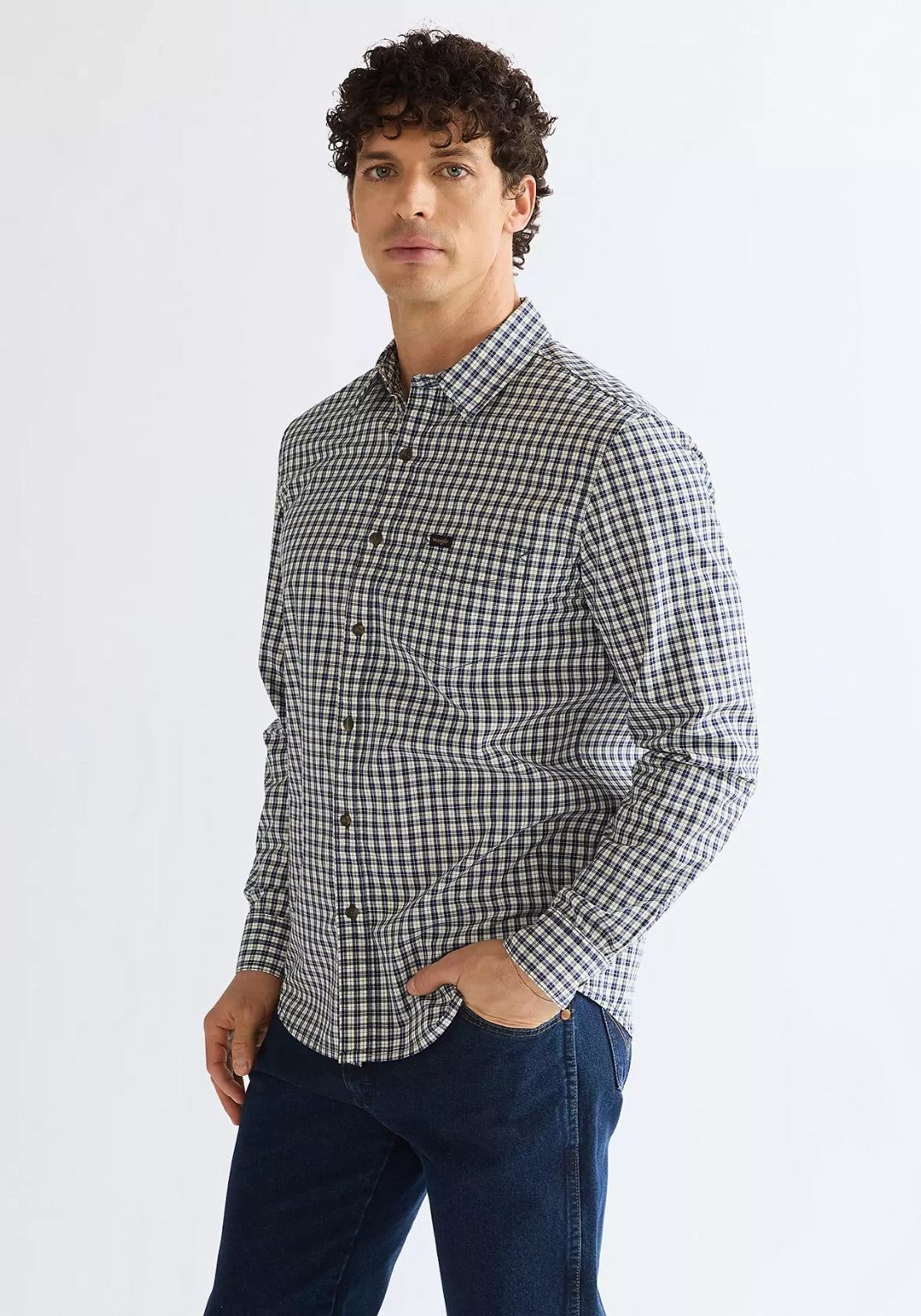 1 Pocket Check Shirt - Blue