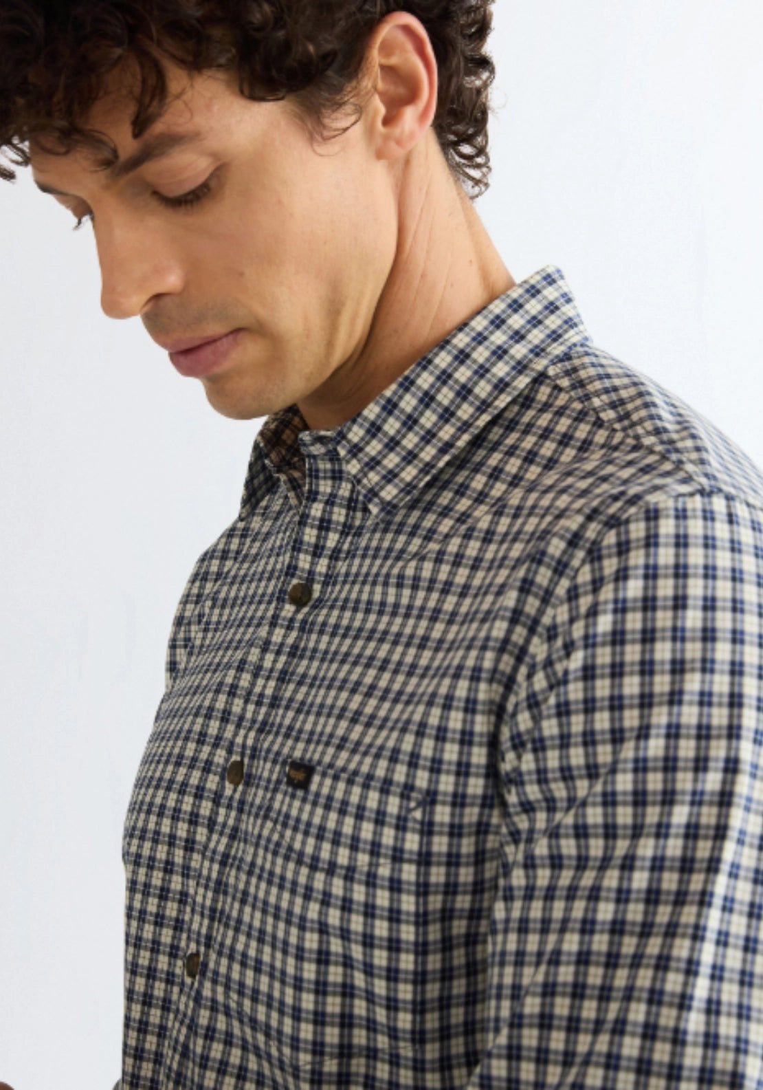 1 Pocket Check Shirt - Blue