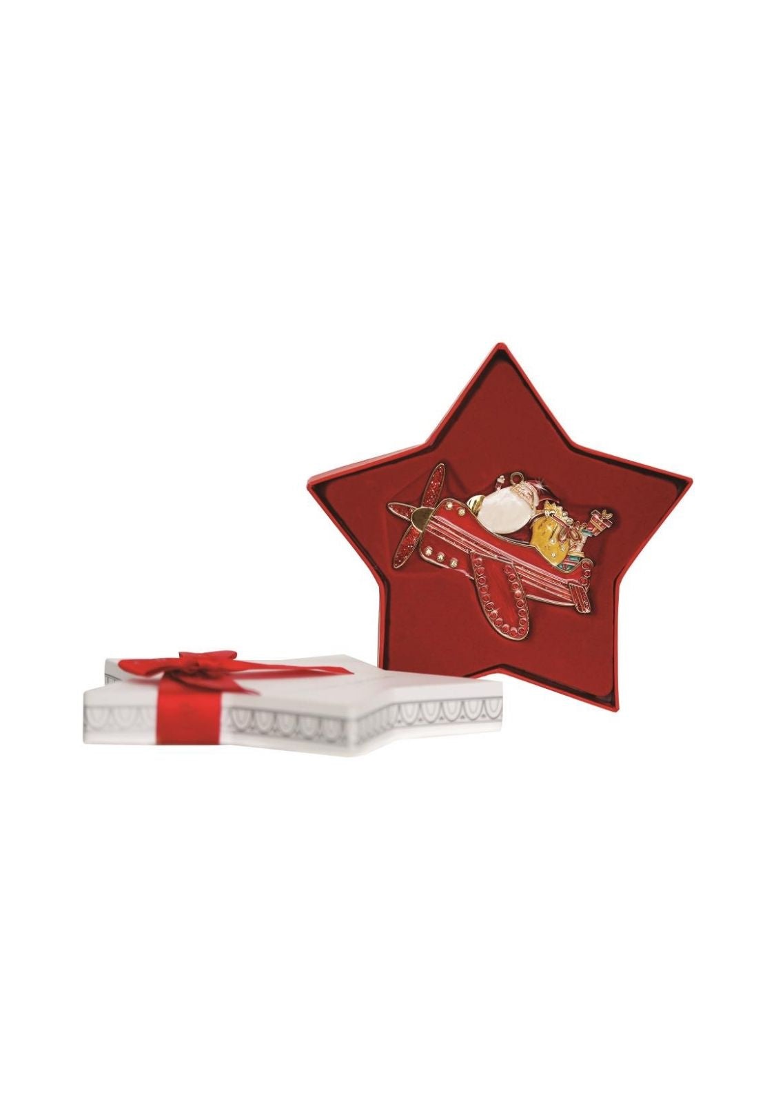 Santa In Plane Decoration - White
