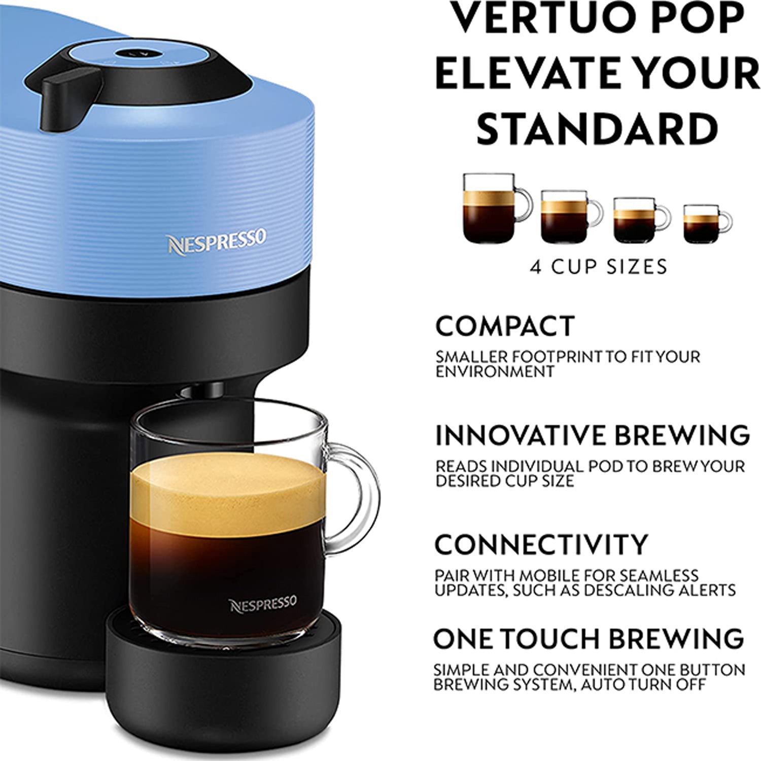 Nespresso Vertuo POP Coffee Machine - Pacific Blue 3 Shaws Department Stores