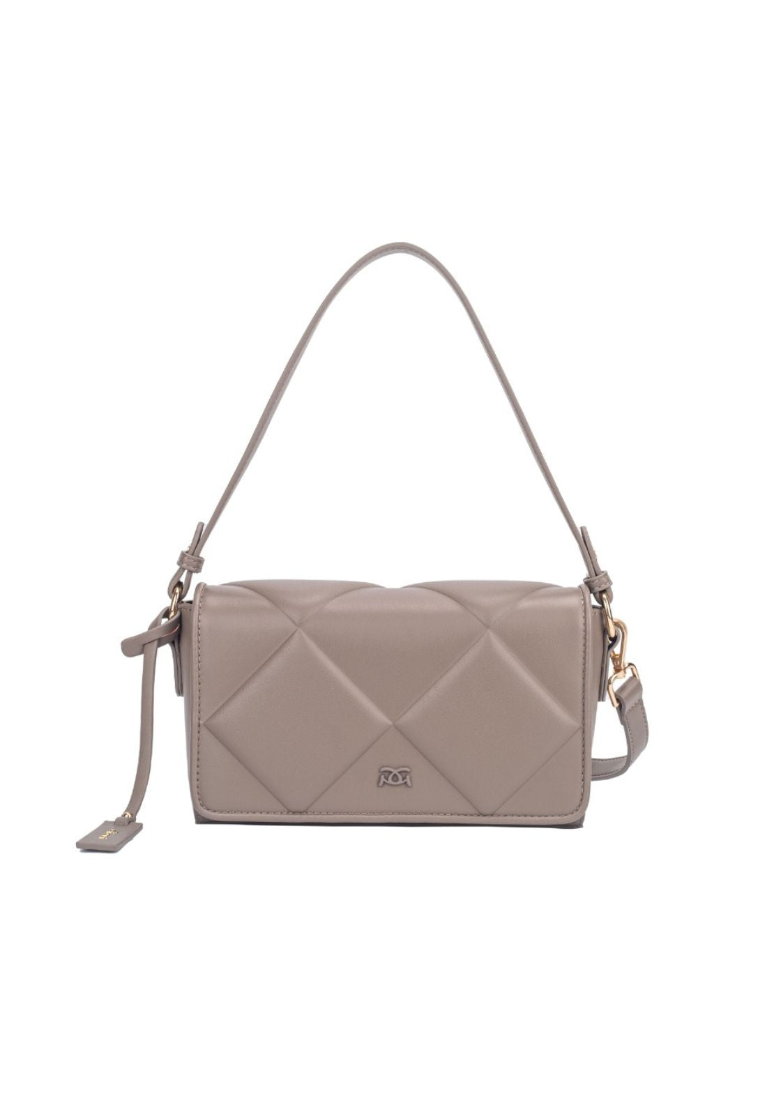 Gionni Pearl Debossed Flapover Bag - Taupe 1 Shaws Department Stores