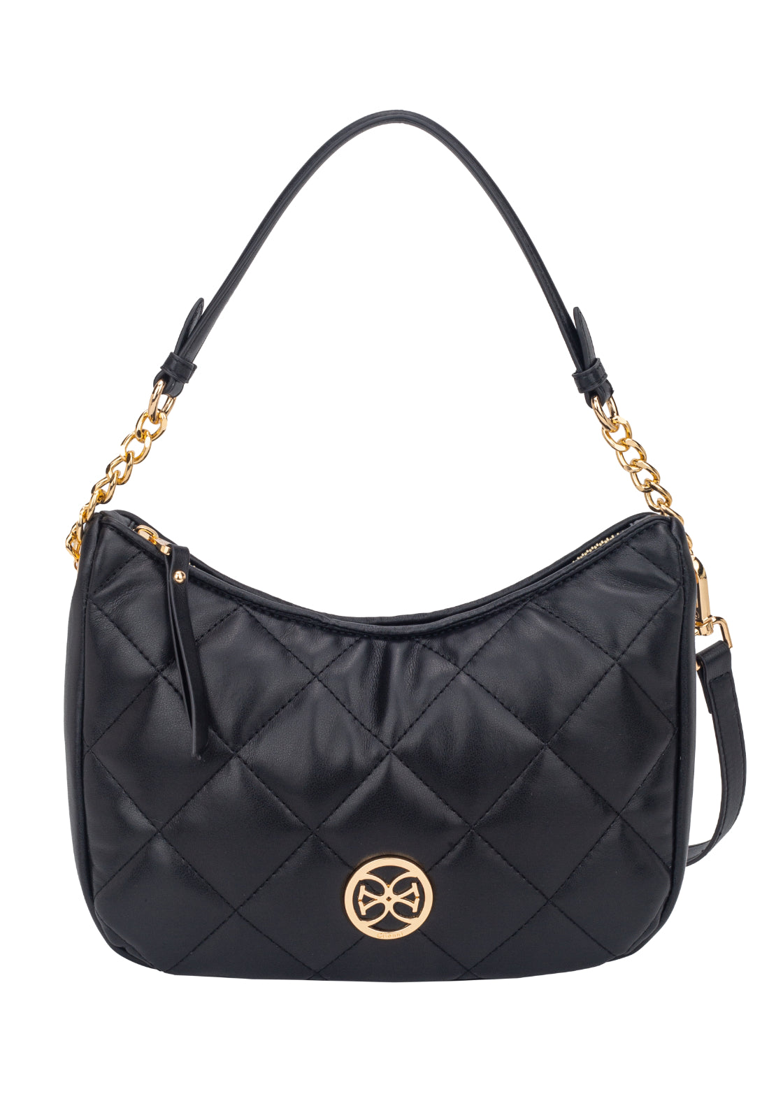 Gionni Diamond Curved Shoulder Bag - Black 1 Shaws Department Stores
