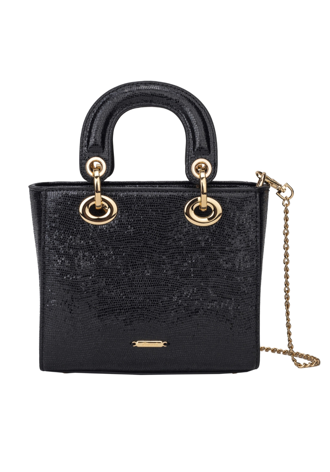 Cosmo Double Handle Mini Grab Bag - Black