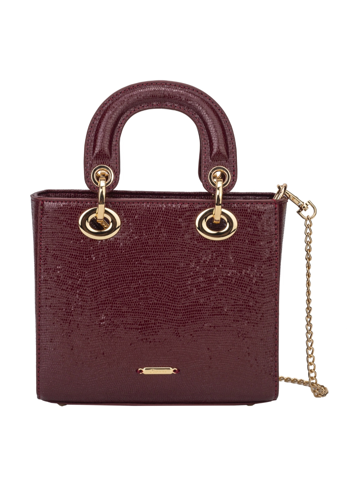 Cosmo Double Handle Mini Grab Bag - Burgundy