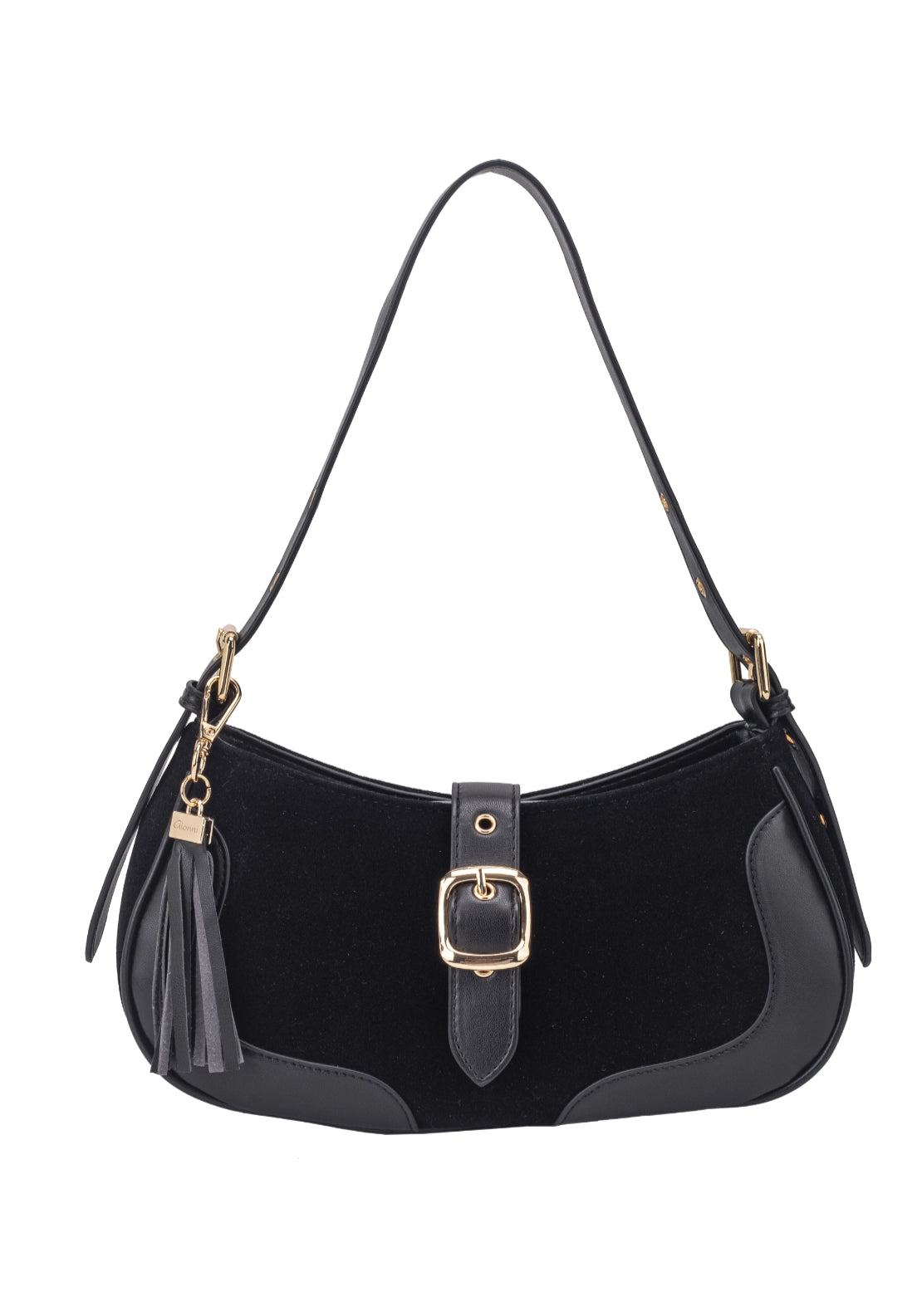 Amber Curved Shoulder Bag - Black