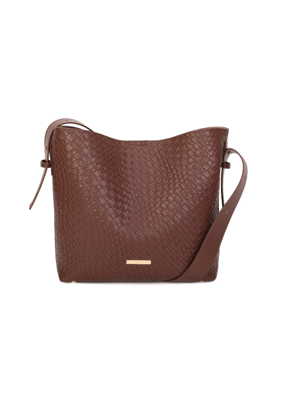 Sage Woven North South Shoulder Bag - Brown