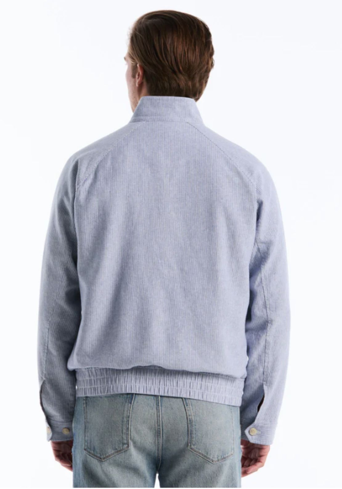 Penguin Herringbone Stripe Harrington Jacket - 485 Sargasso Sea 2 Shaws Department Stores
