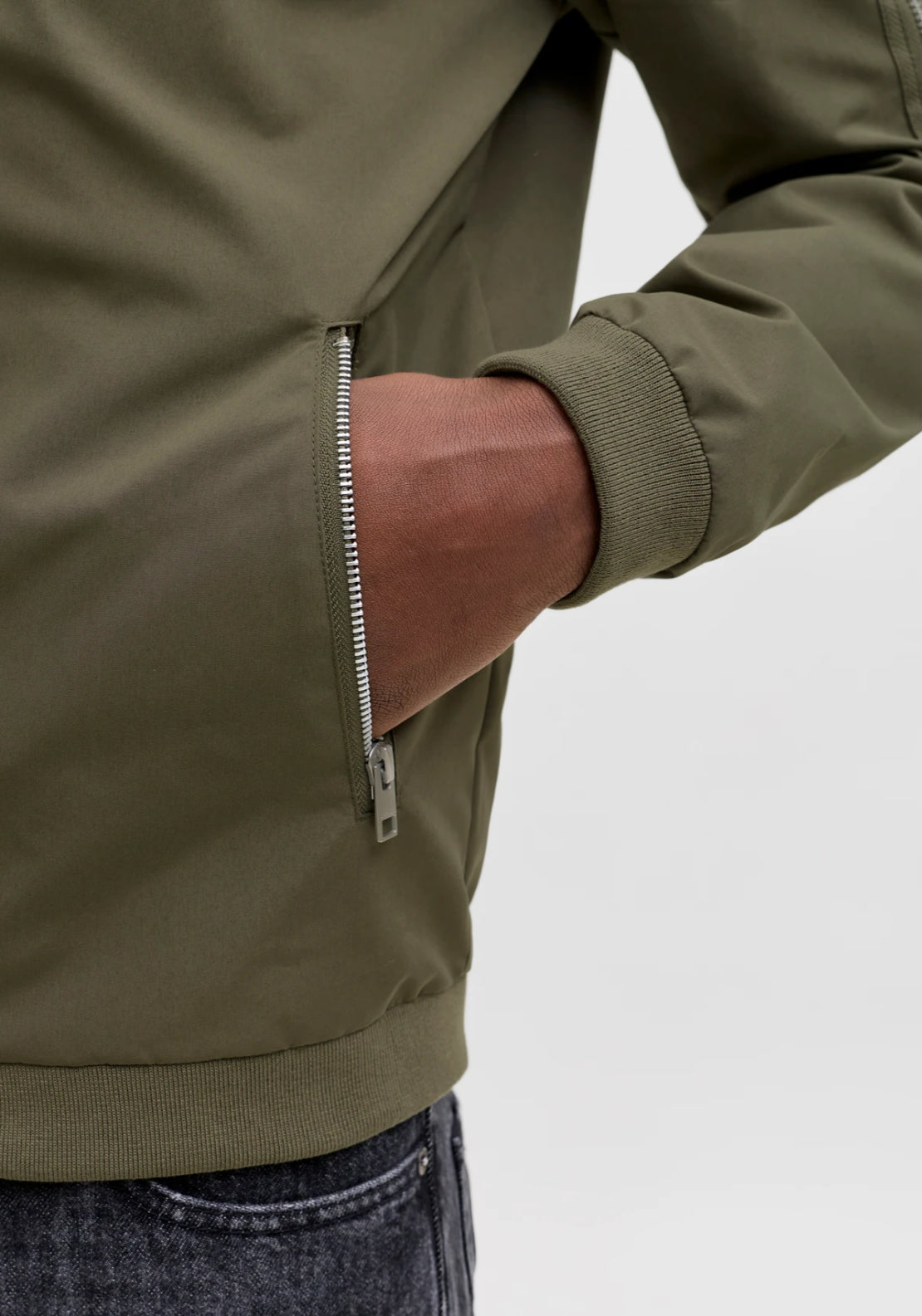 Jack & Jones Bomber Jacket - Dusky Green 3 Shaws Department Stores