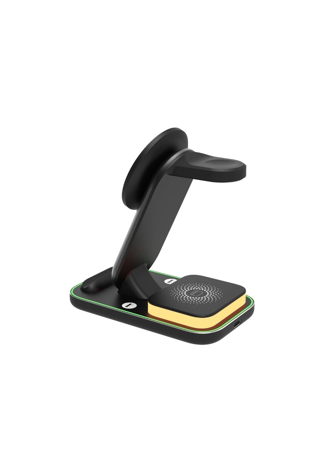 3-In-1 Charging Hub With Night Light - Black