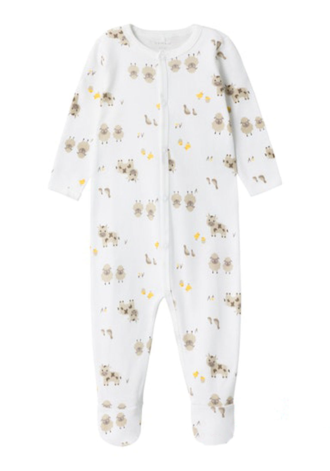 Name It Farm Animal Sleepsuit With Feet - White 1 Shaws Department Stores