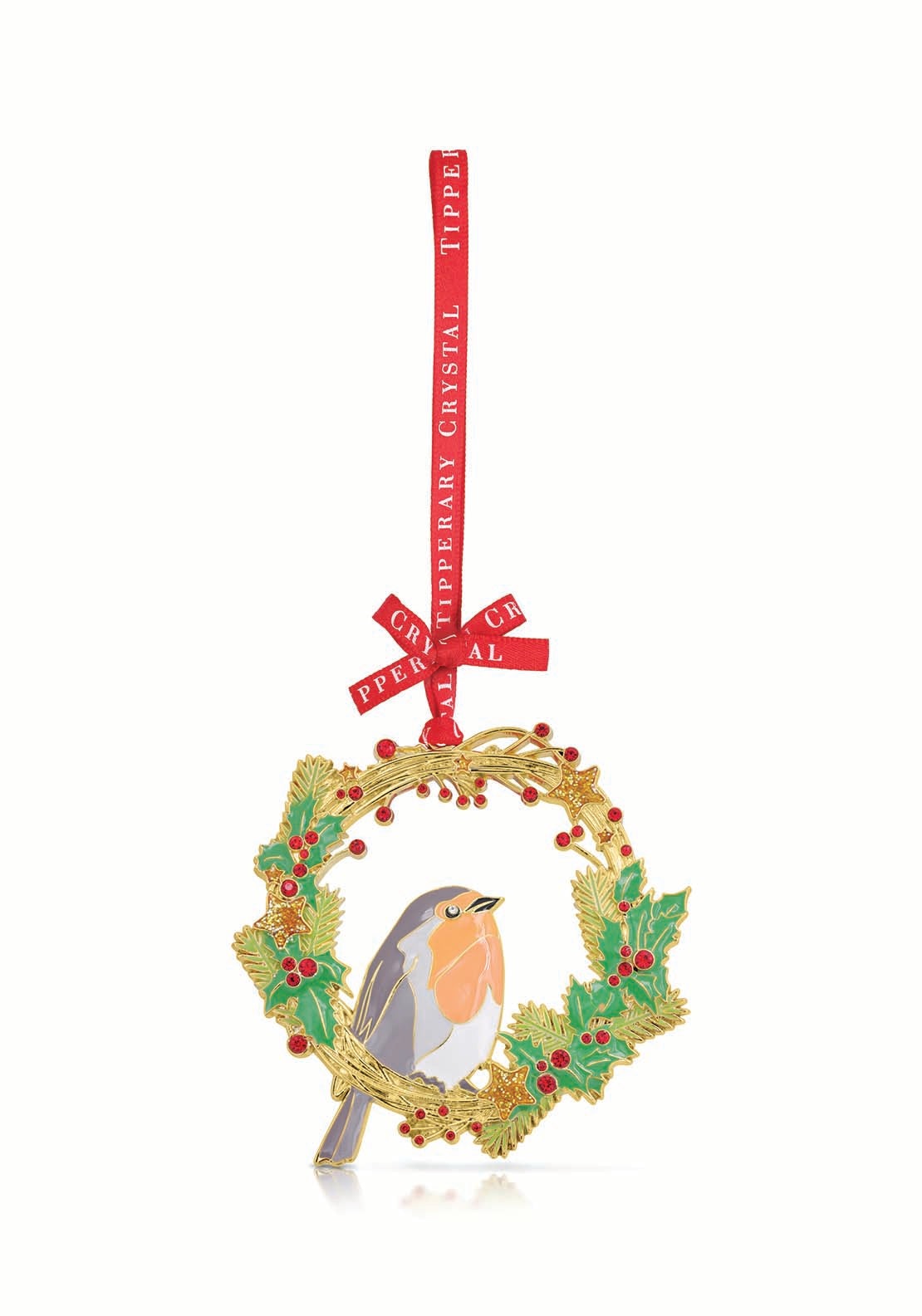 Tipperary Crystal Sparkle Robin Wreath Decoration 1 Shaws Department Stores