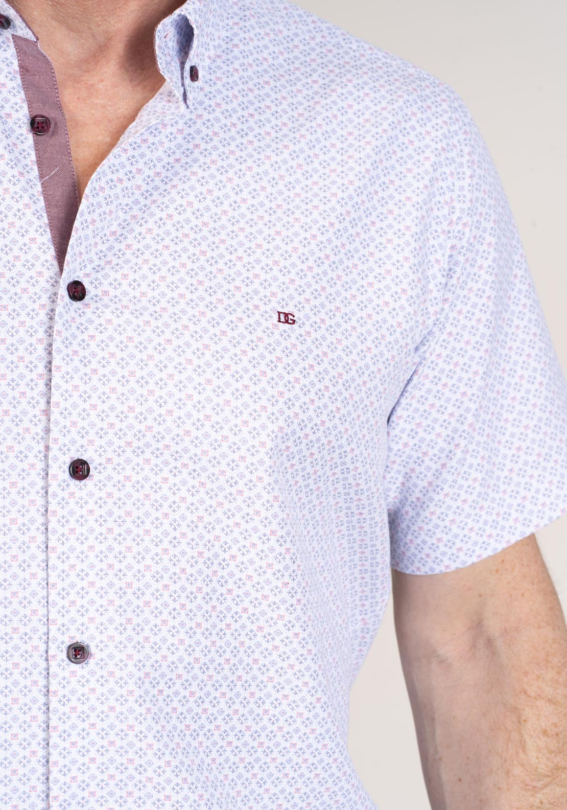 Drifter Short Sleeve Printed Shirt - Red 65 3 Shaws Department Stores