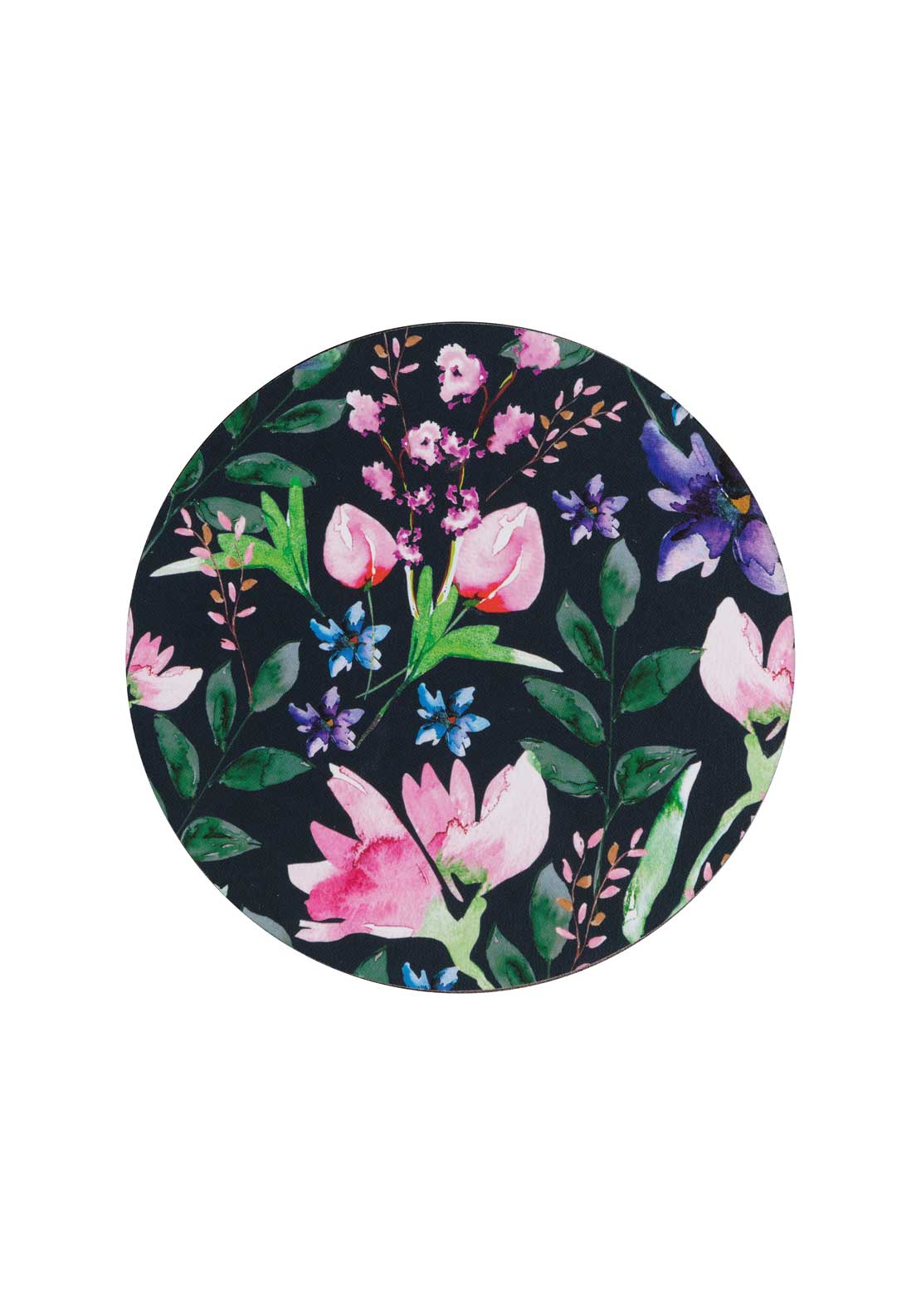 Dark Floral Round Coasters Set Of 6