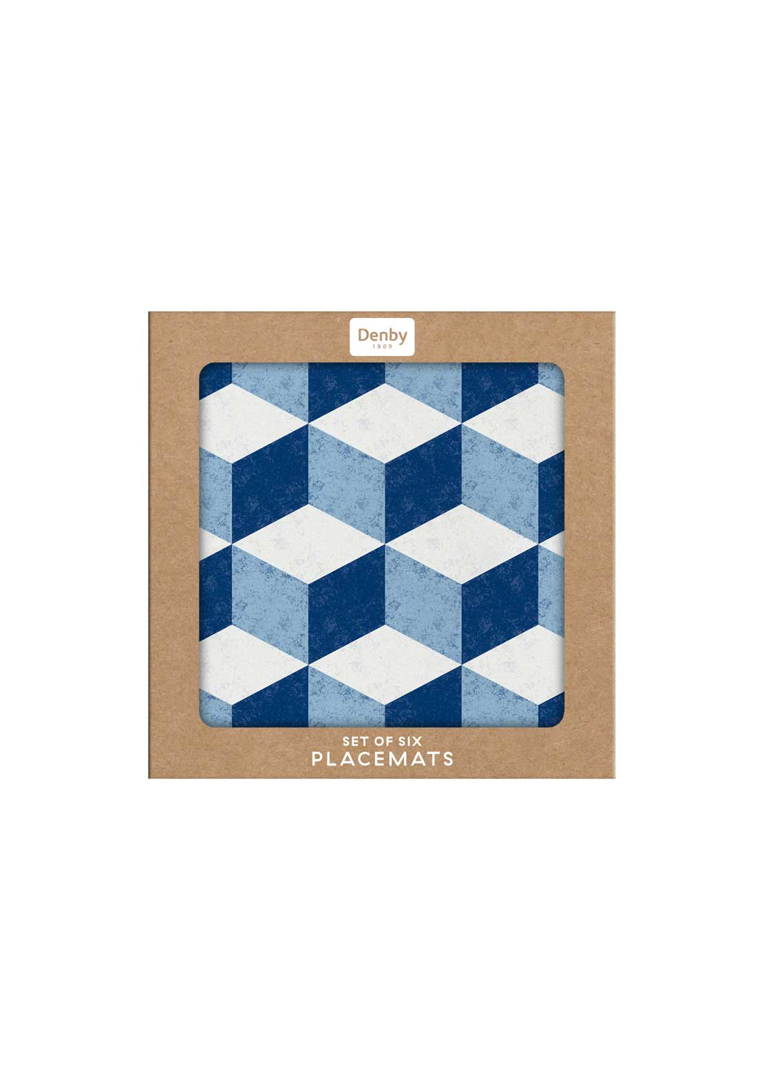 Blue Geometric Square Placemats Set Of 6 - Blue