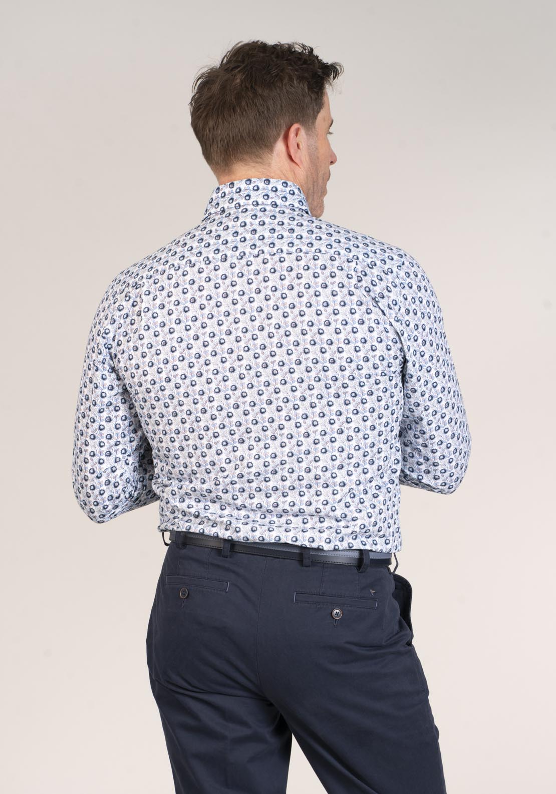 Daniel Grahame Long Sleeve Printed Shirt - Blue 25 2 Shaws Department Stores