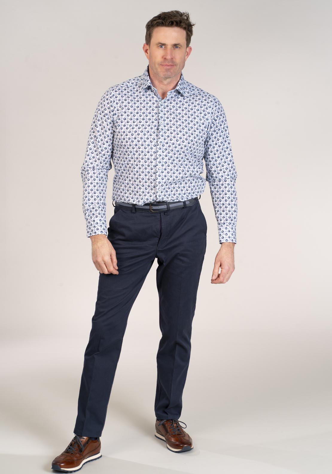 Daniel Grahame Long Sleeve Printed Shirt - Blue 25 5 Shaws Department Stores