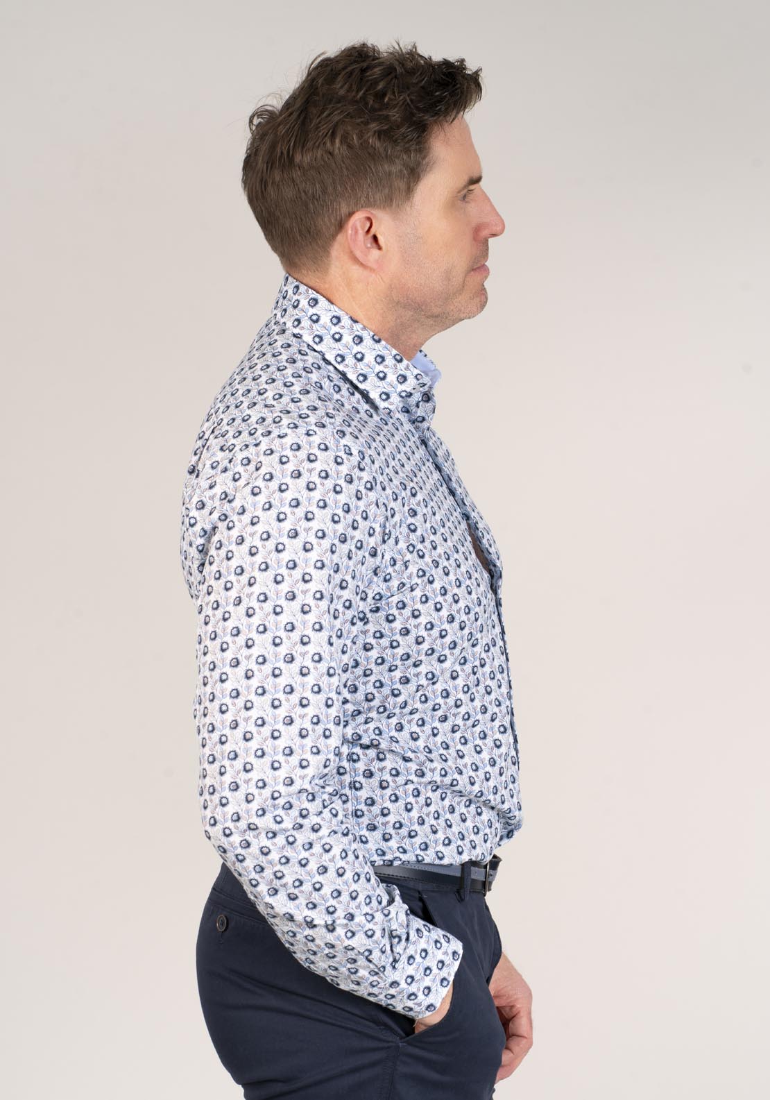 Daniel Grahame Long Sleeve Printed Shirt - Blue 25 3 Shaws Department Stores