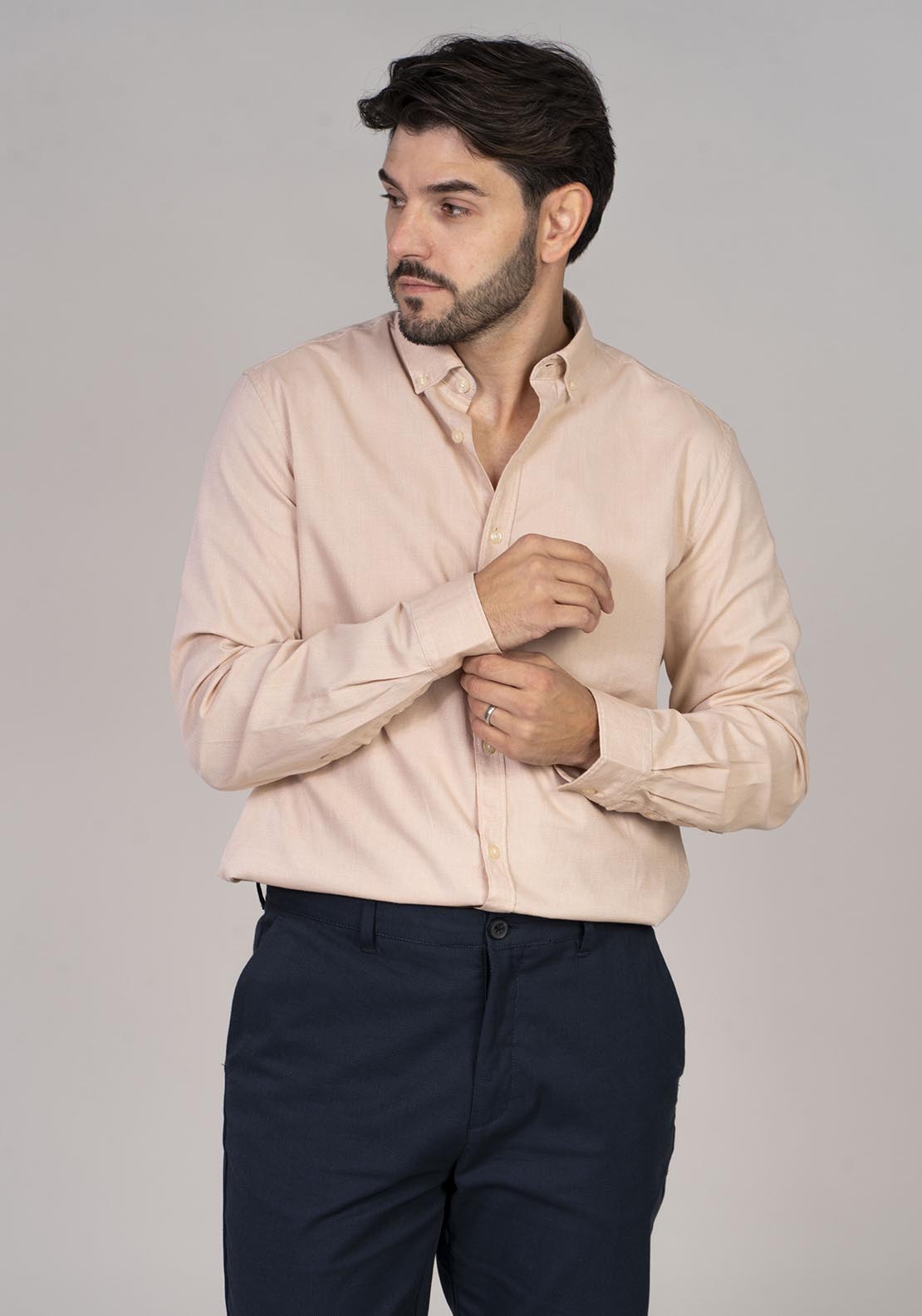Springfield Textured coloured shirt - Camel 2 Shaws Department Stores