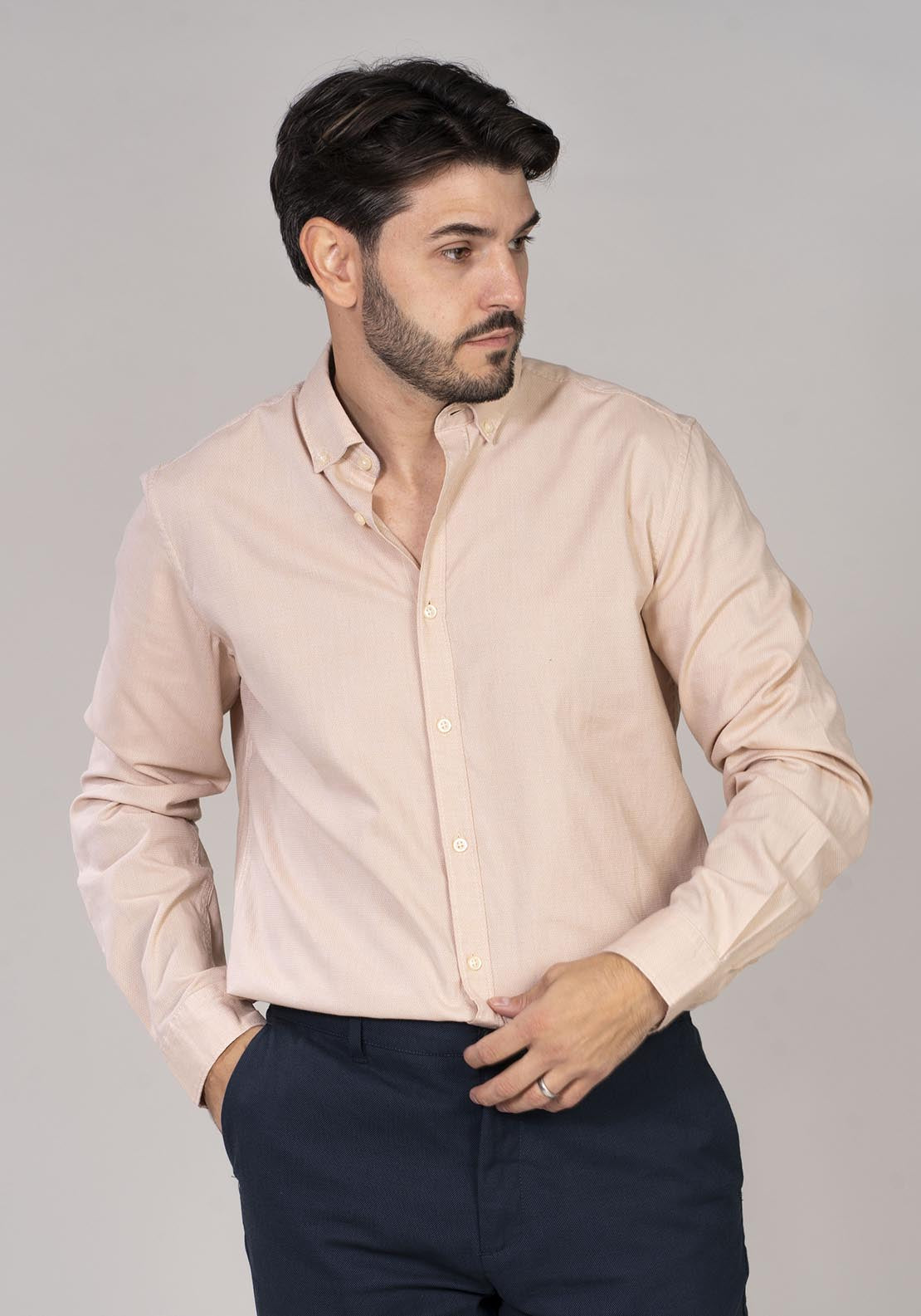 Springfield Textured coloured shirt - Camel 1 Shaws Department Stores
