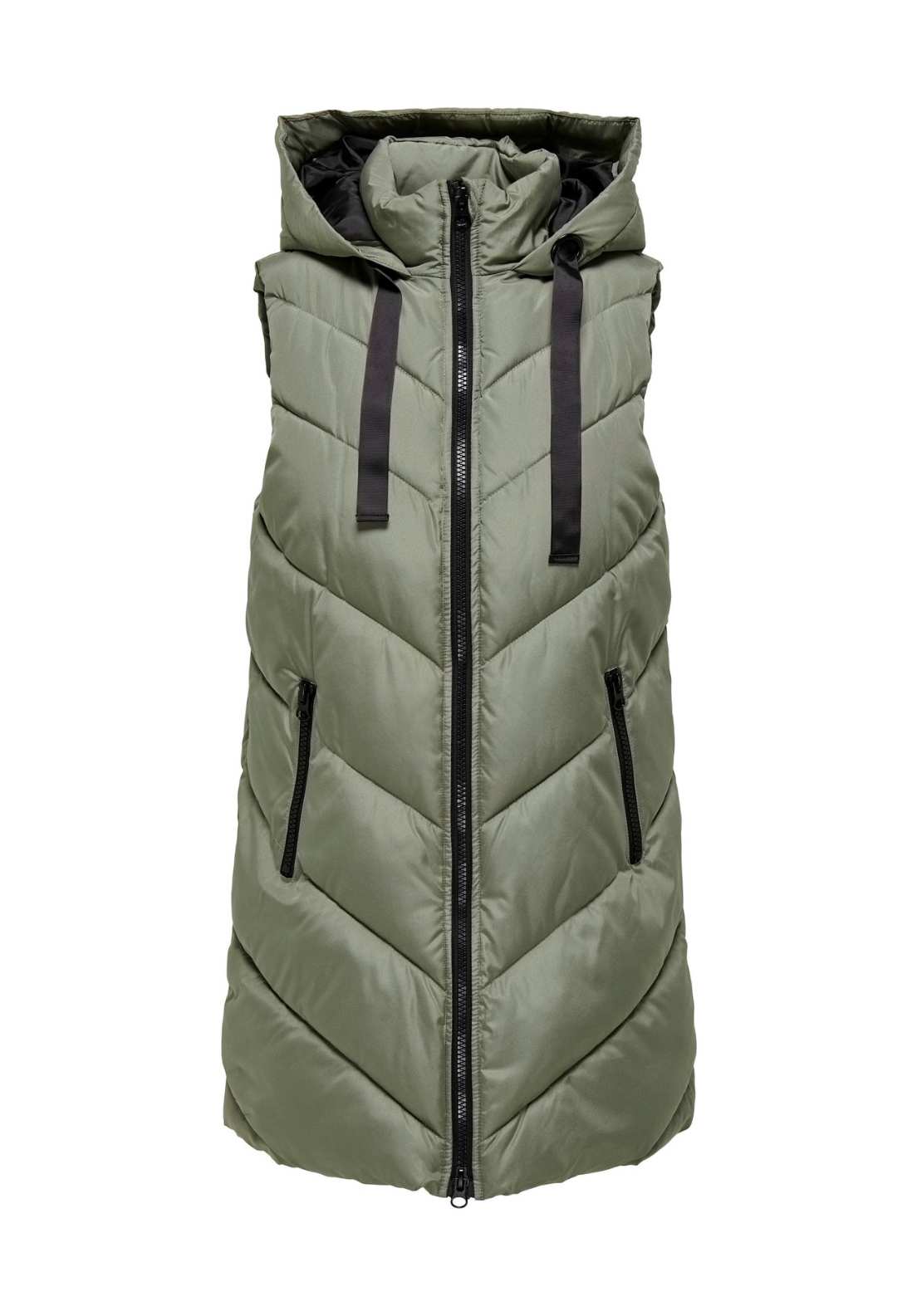 Jdy Skylar Hooded Waist Coat - Vetiver 1 Shaws Department Stores