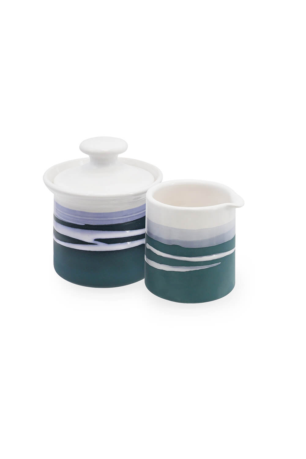 Paul Maloney Pottery Milk Jug & Sugar Bowl - Blue 1 Shaws Department Stores