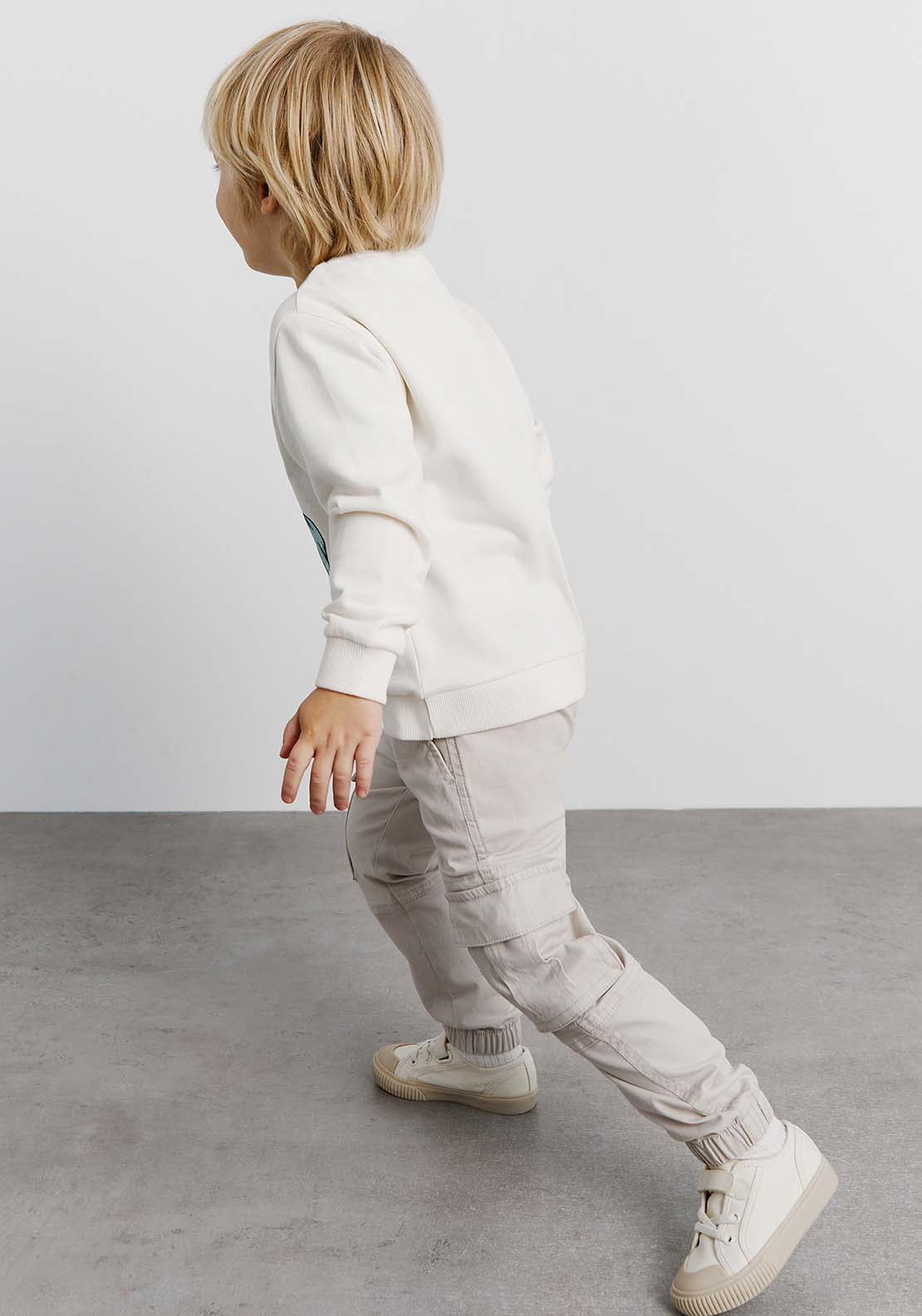 Sfera Elastic cuffs cargo trousers - Ecru 3 Shaws Department Stores