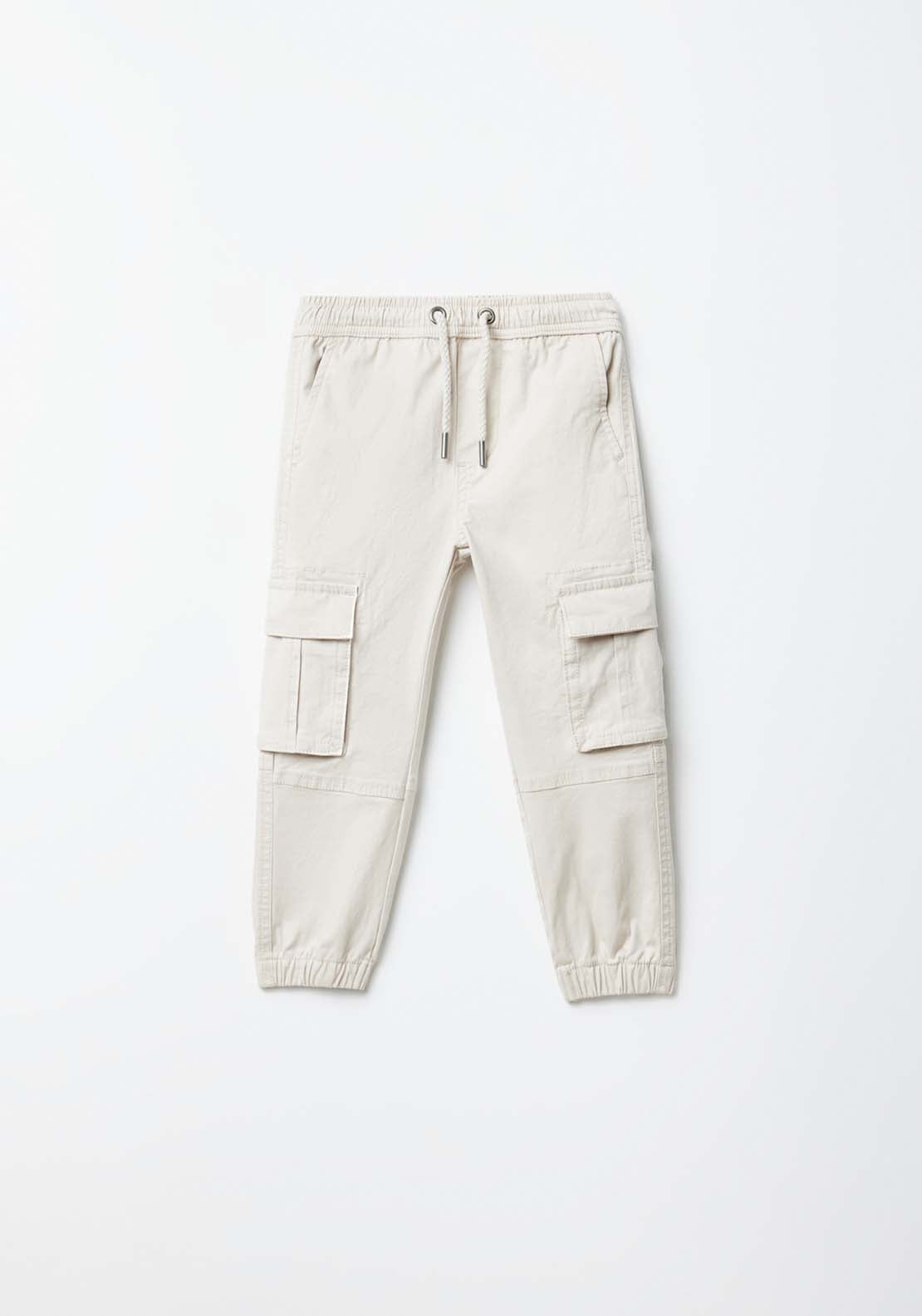 Sfera Elastic cuffs cargo trousers - Ecru 4 Shaws Department Stores