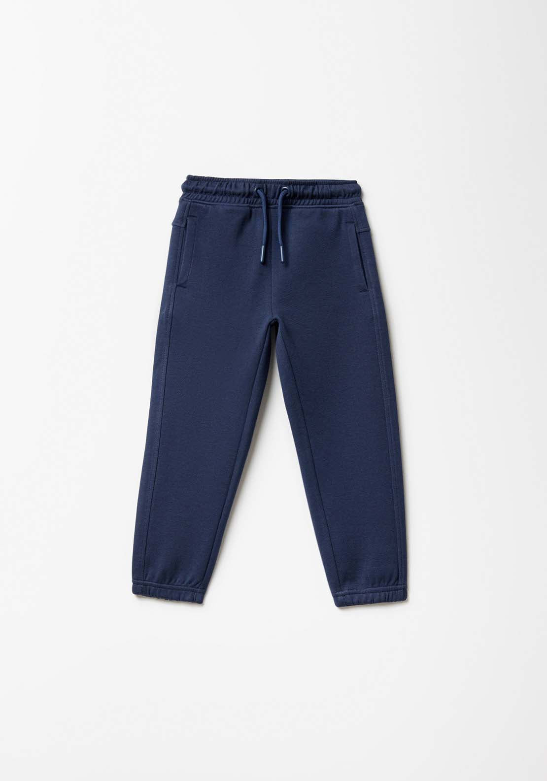 Sfera Basic piqué trousers - Navy 1 Shaws Department Stores