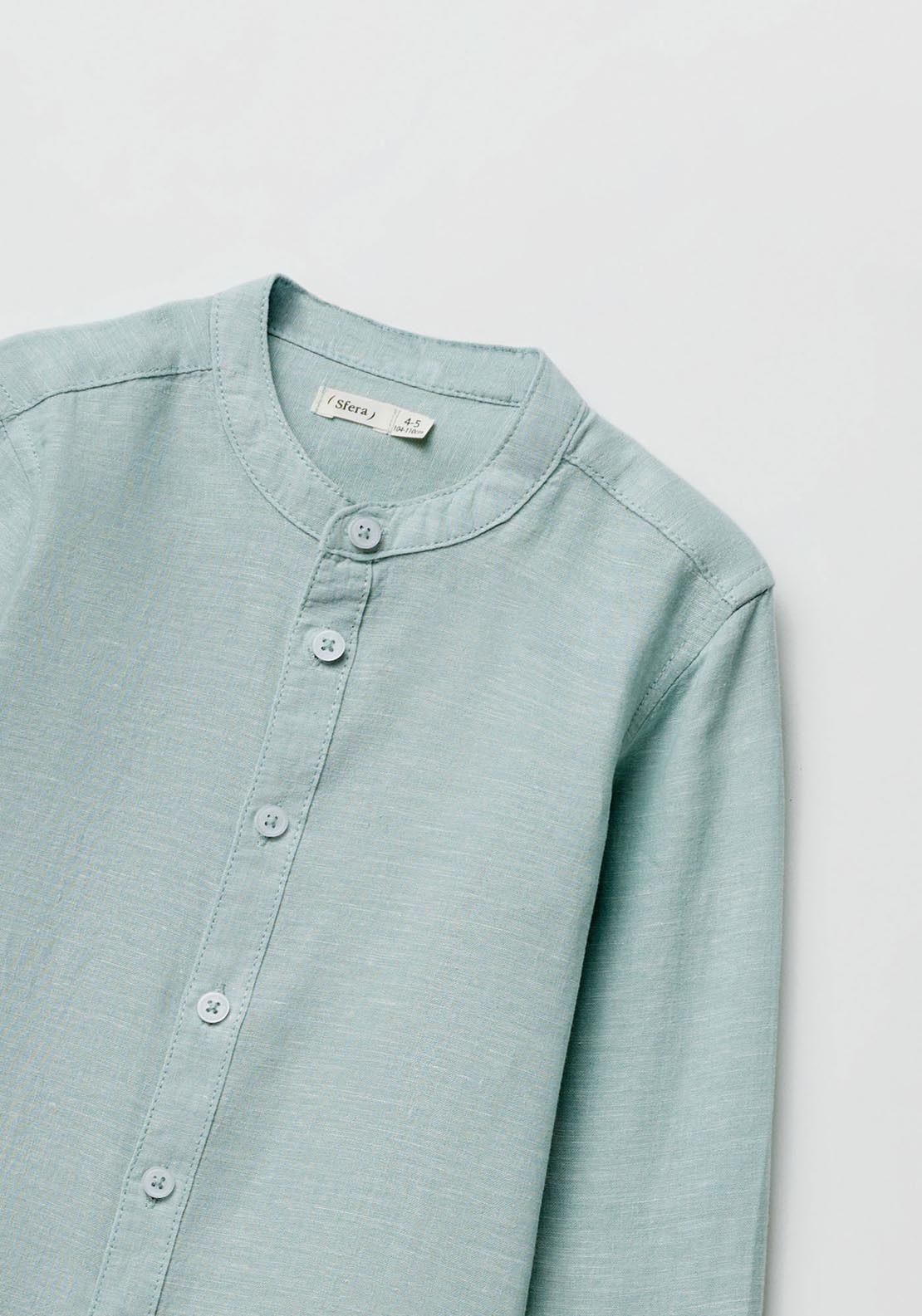 Sfera Cotton-Linen Shirt - Green 3 Shaws Department Stores